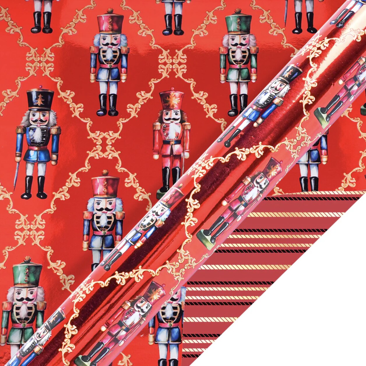 30in Reversible Nutcracker Wrapping Paper: Red