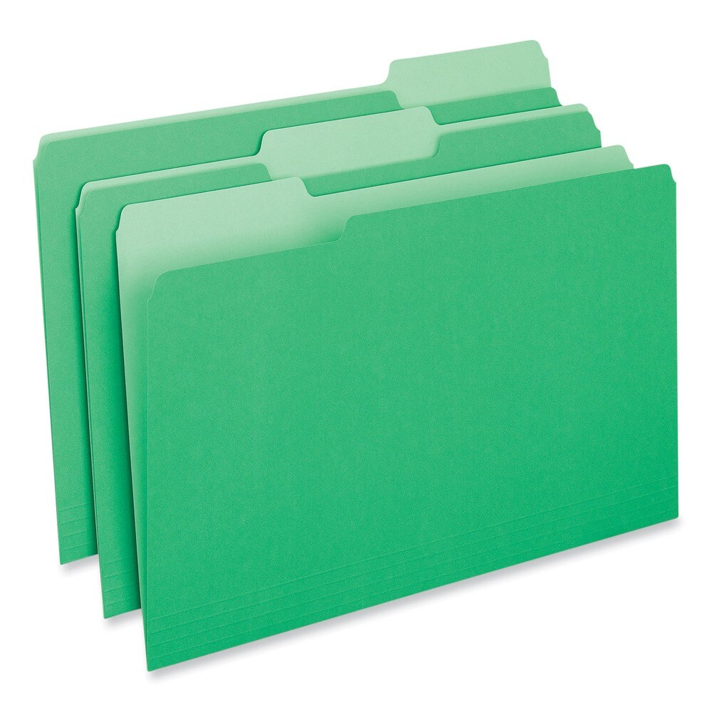 Universal 1/3-Cut Tabs Legal Size Interior File Folders - Green (100/Box)