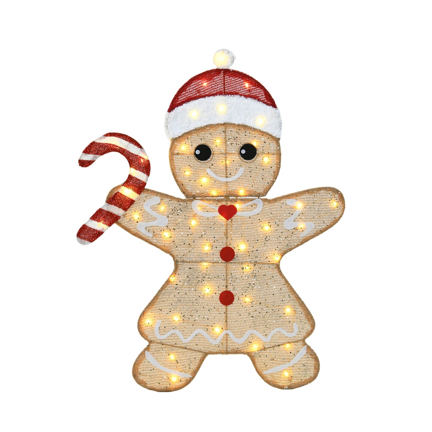 32 Inch H Set of 2 Heart Shaped Gingerbread Men with Box 50L Warm