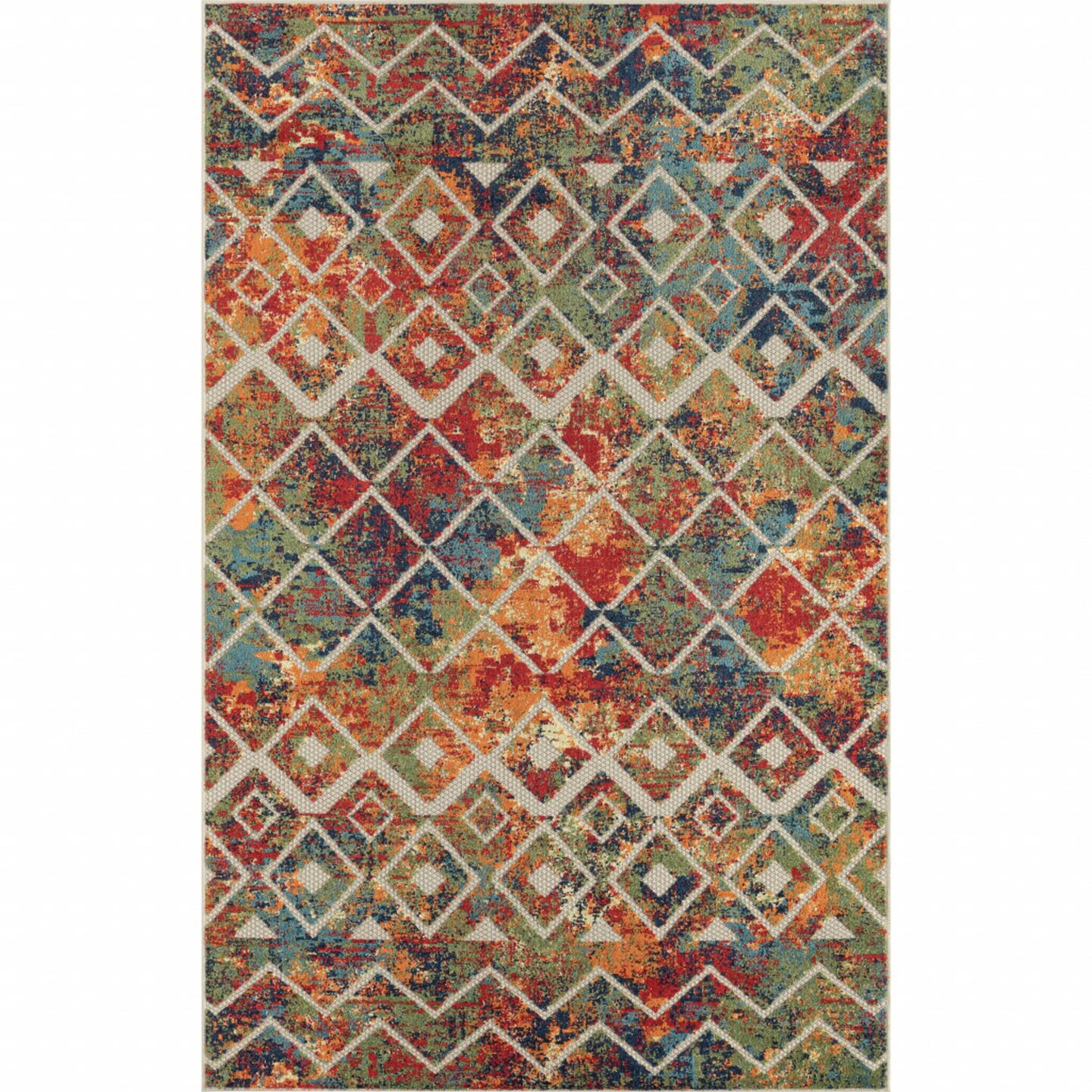 Edge Collections - 8' x 10' - Multicolor - Geometric Non-Skid Area Rug for Indoor and Outdoor Use - 1 Piece