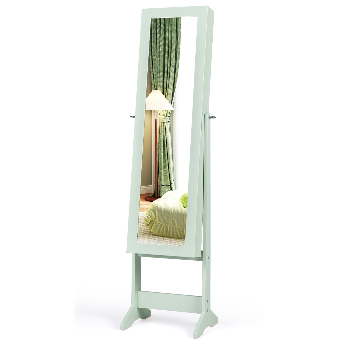 MDF Jewelry Cabinet with Full-Length Tilting Mirror and Storage