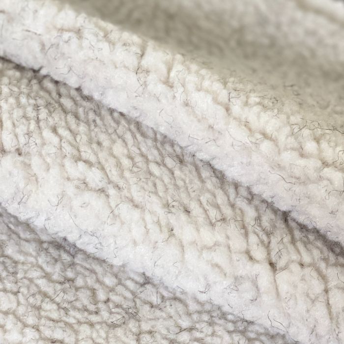 Solid Cream Berber Sherpa Fleece Fabric | By the Yard