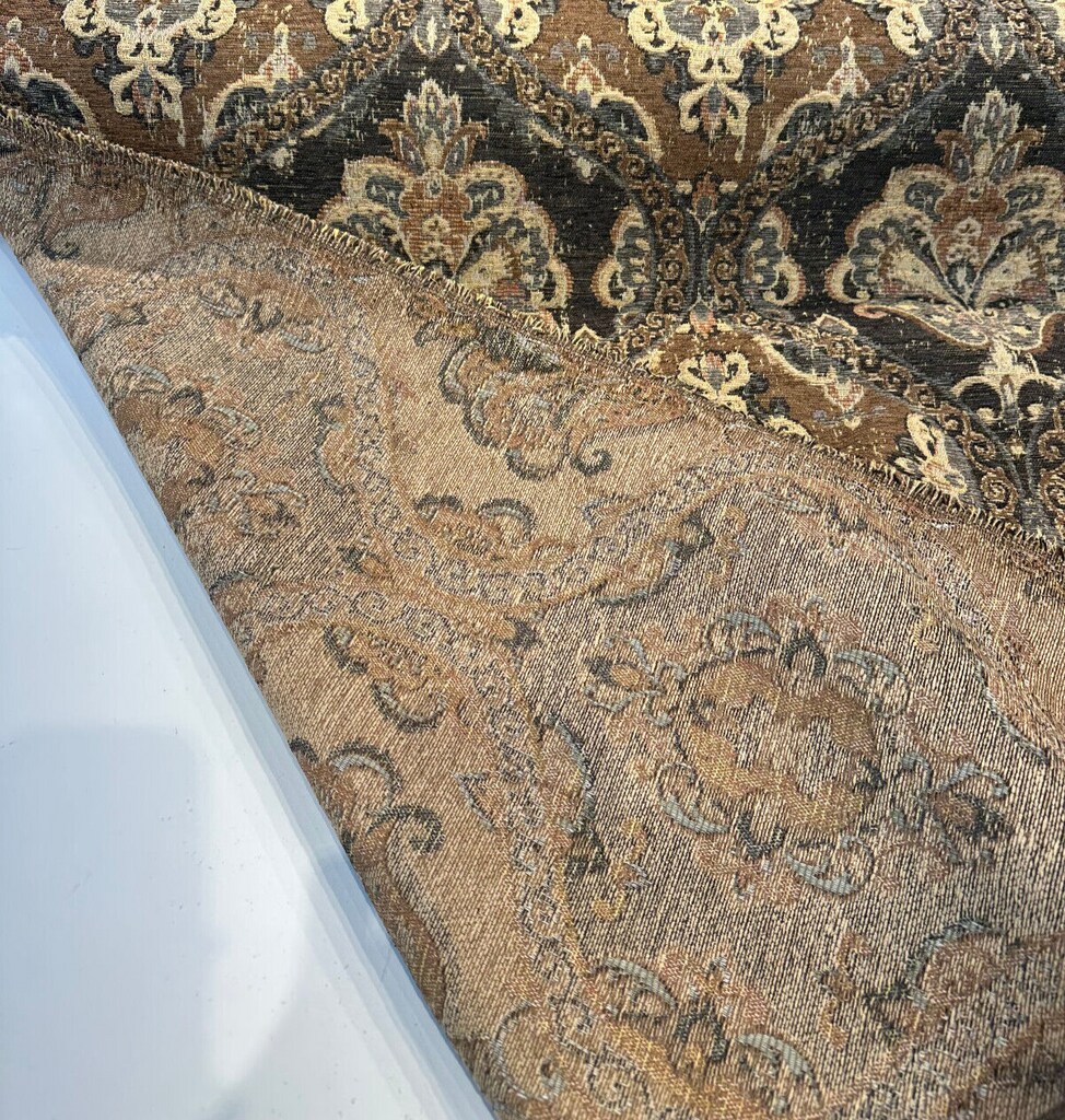 1 Yard Chocolate Chenille Upholstery Fabric Textured Tapestry 63% Polyester Chenille 37% Polyester