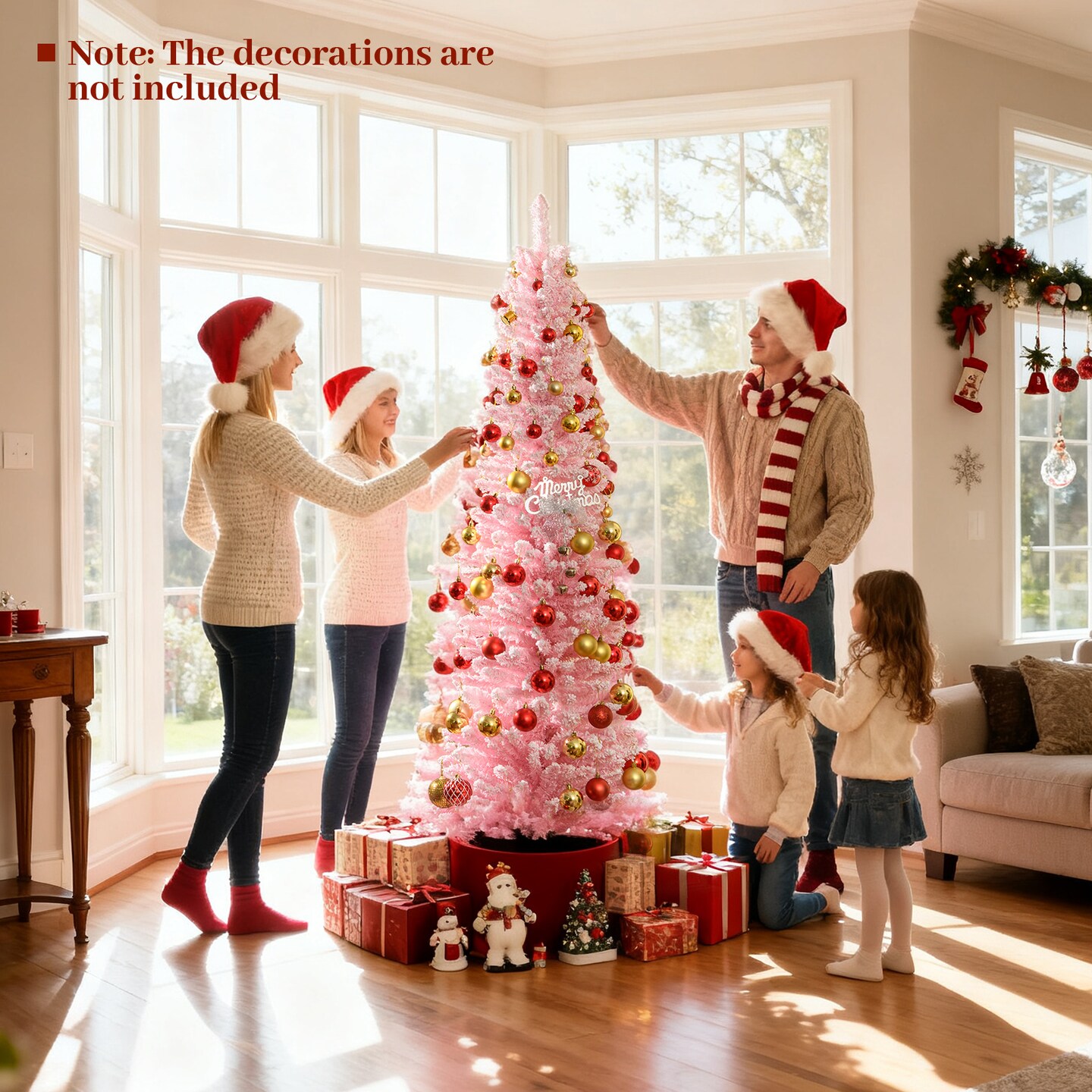 Pink PVC and Metal 6 ft Artificial Christmas Tree with 460 Flocked Tips