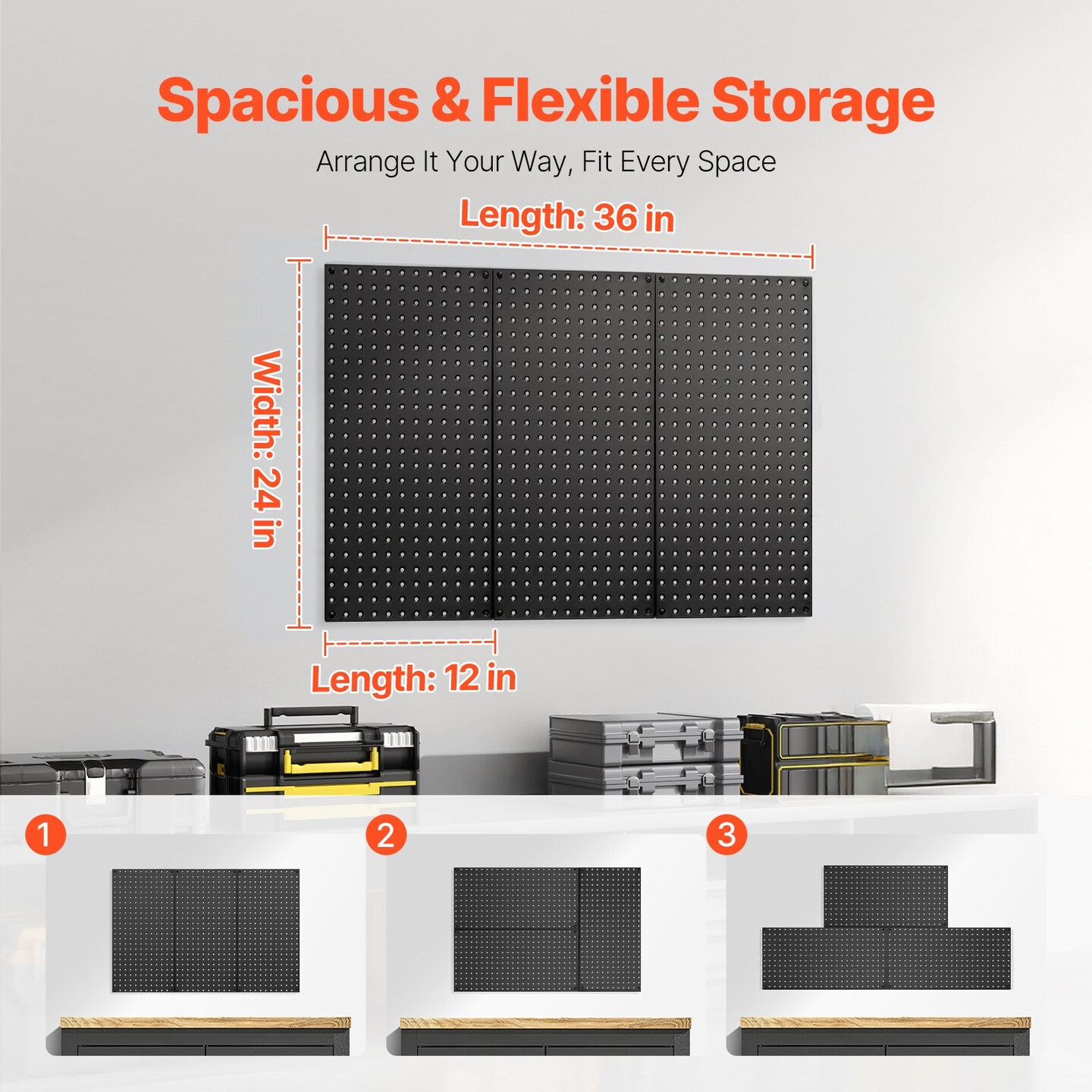 Black Metal Pegboard Panels with Volcanic Holes, 132 lbs Load