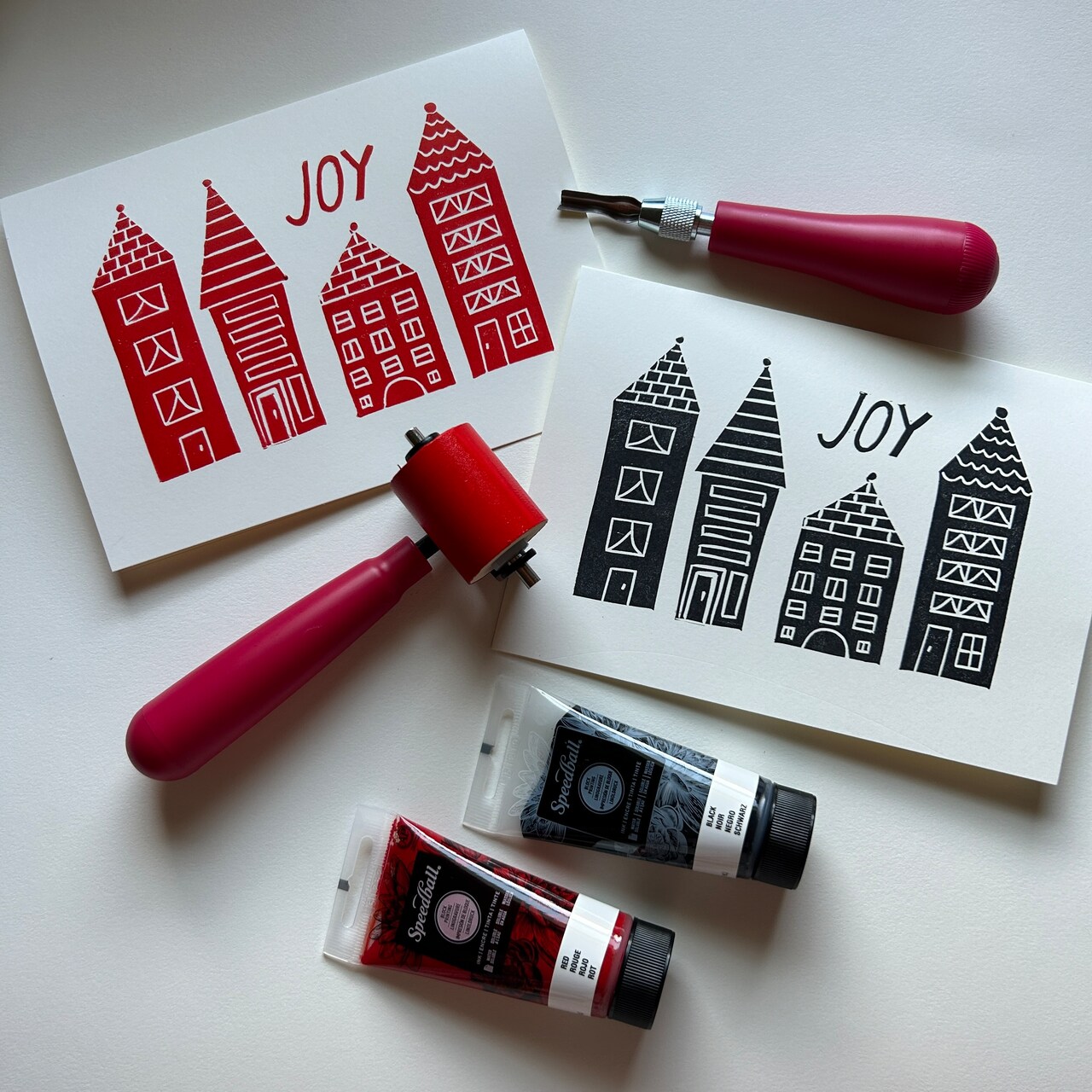 Blockprinted Holiday Cards