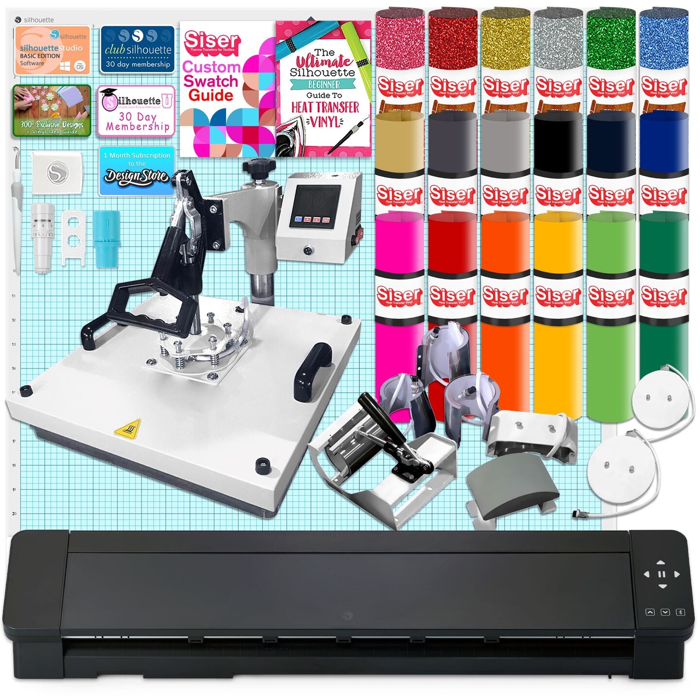 Silhouette Cameo 5 PRO MK-II with 8-in-1 White Heat Press &#x26; Siser HTV