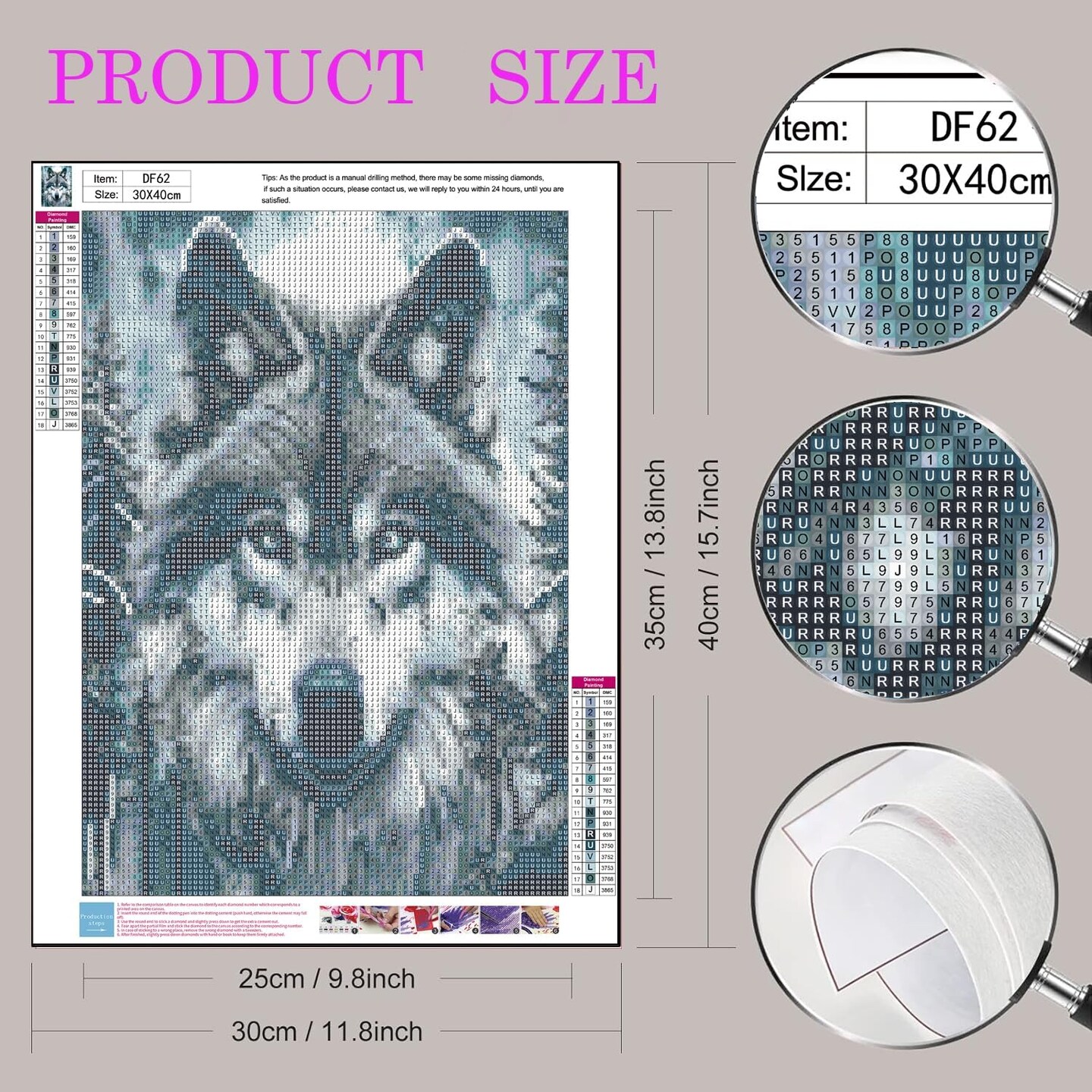 5D Wolf Diamond Painting Kits for Adults, Forest Diamond Art Kit,Full Round Paint by Diamonds Animal Beads Dot Painting, Nature Landscape Gem Art Painting for Wall Decor 12x16 Inches
