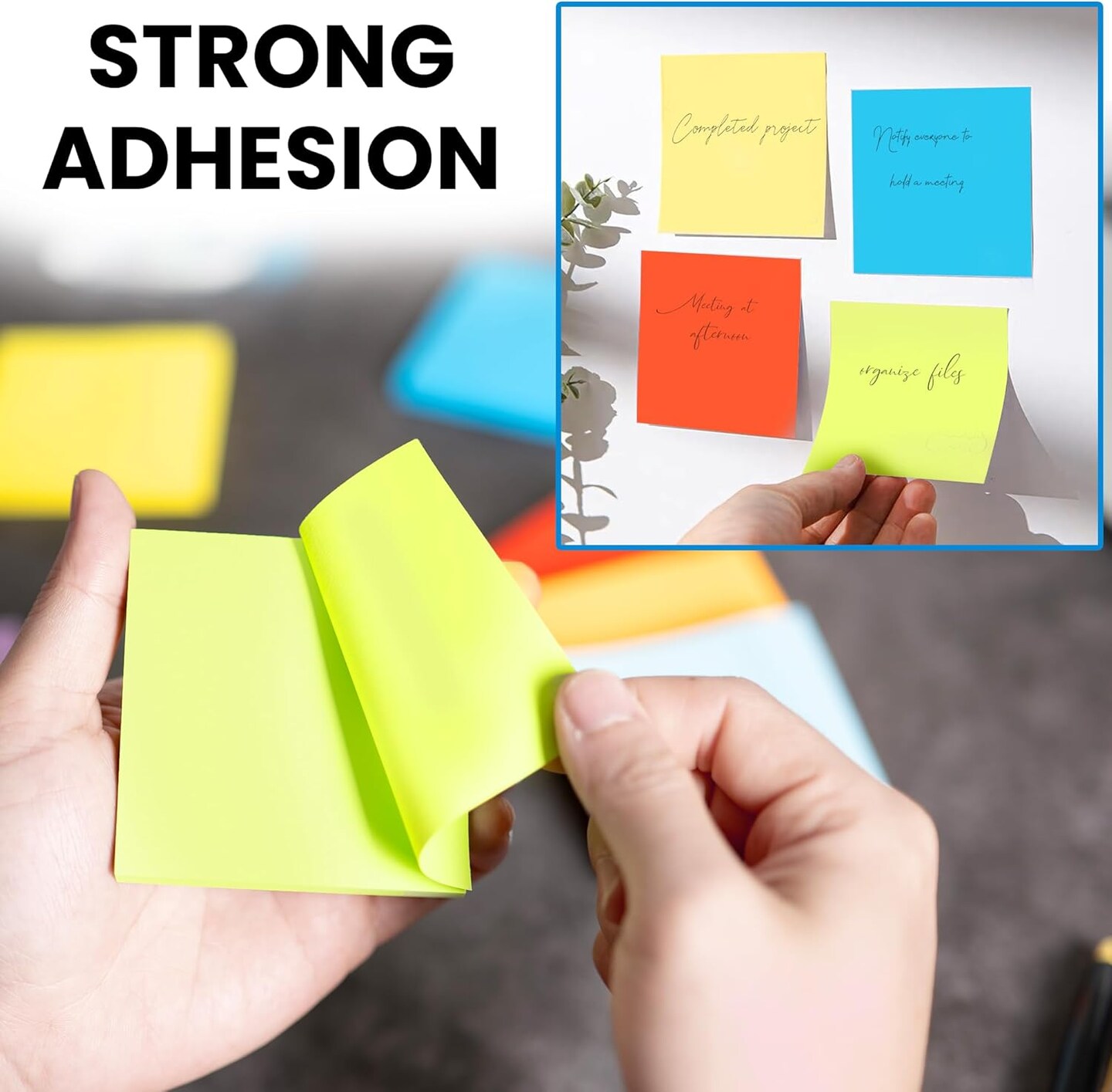 14 Pack Sticky Notes - Rainbow Colors Self-Stick Pads - Strong Adhesion, Smooth Writing, No Residue - Easy to Post for Home, Office, School - 72 Sheets/Pad