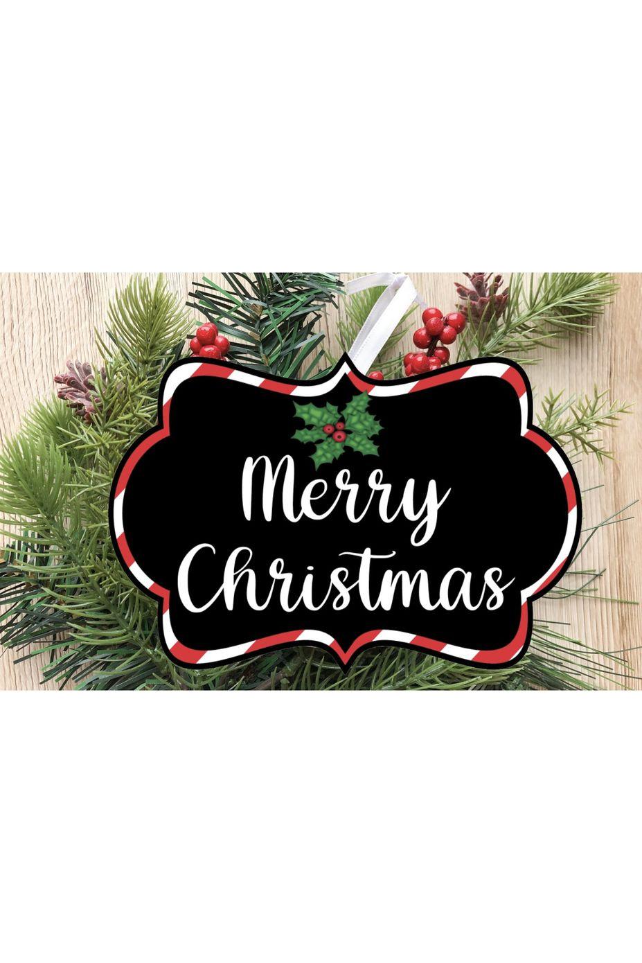 Merry Christmas Scalloped Frame Sign