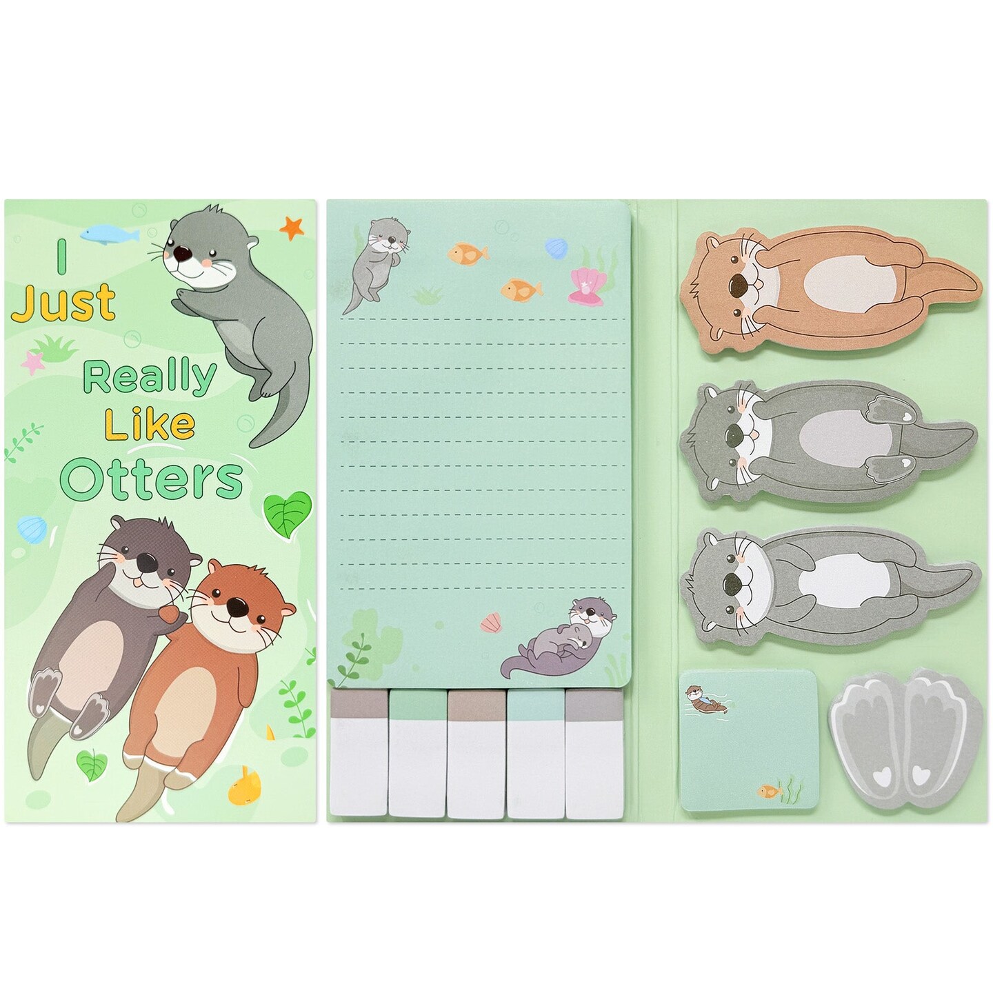 Wrapables Sticky Notes Set, Memo Notepads, Book Tabs, Page Markers, Sticky Notes, Home and Office Supplies (440 Sheets Total), Otters