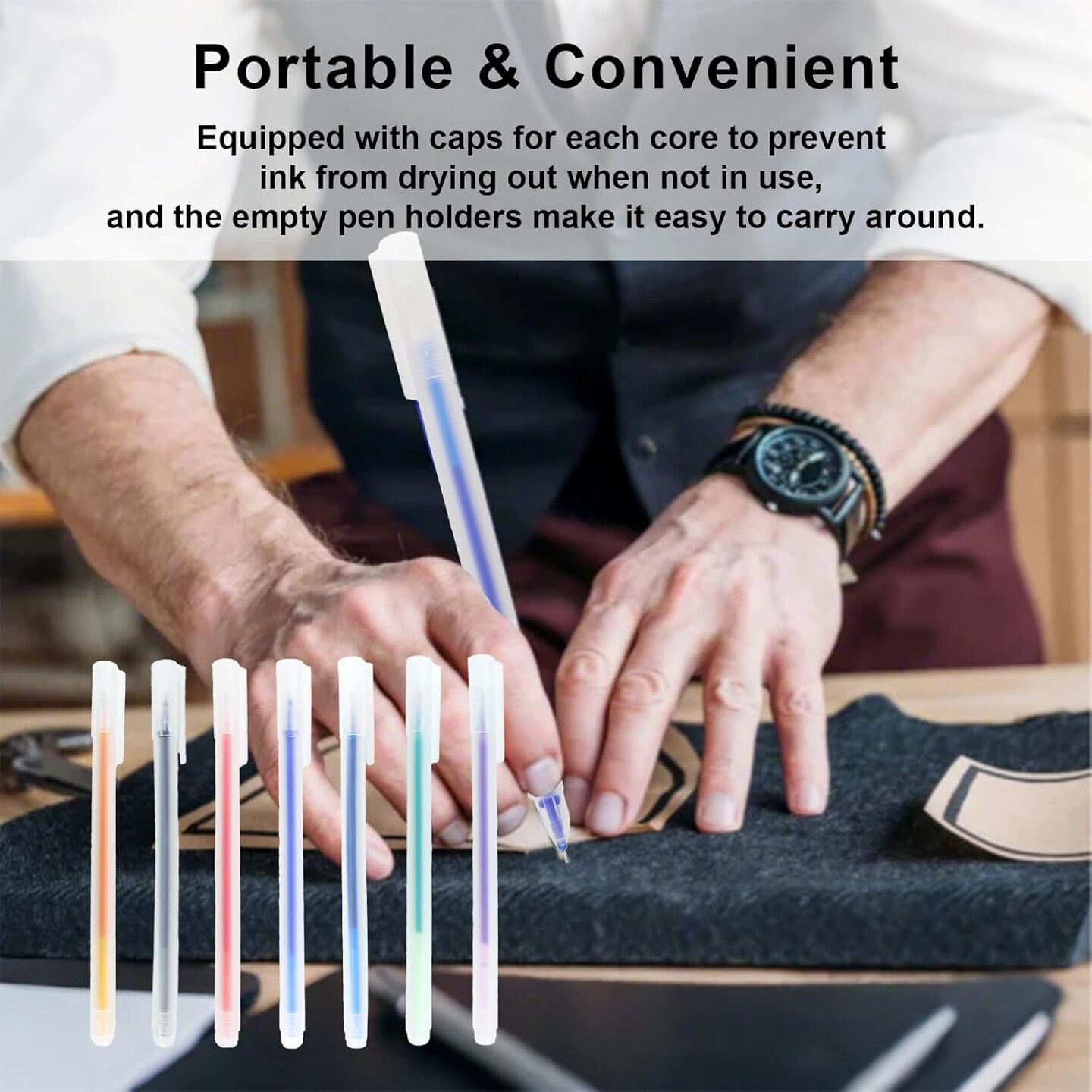 7-Color Heat Erasable Fabric Markers with 42 Refills - 0.5mm Tip (49 PCS)