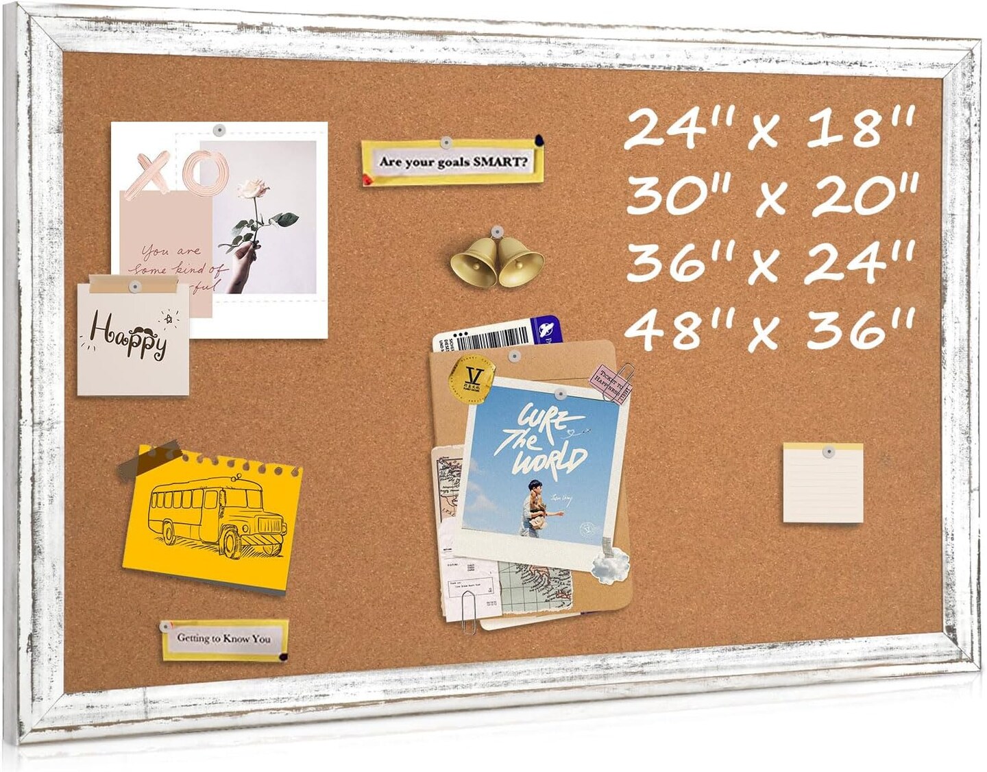 White Cork Board 24&#x22; x 18&#x22; Wooden Framed Corkboard(White Frame)