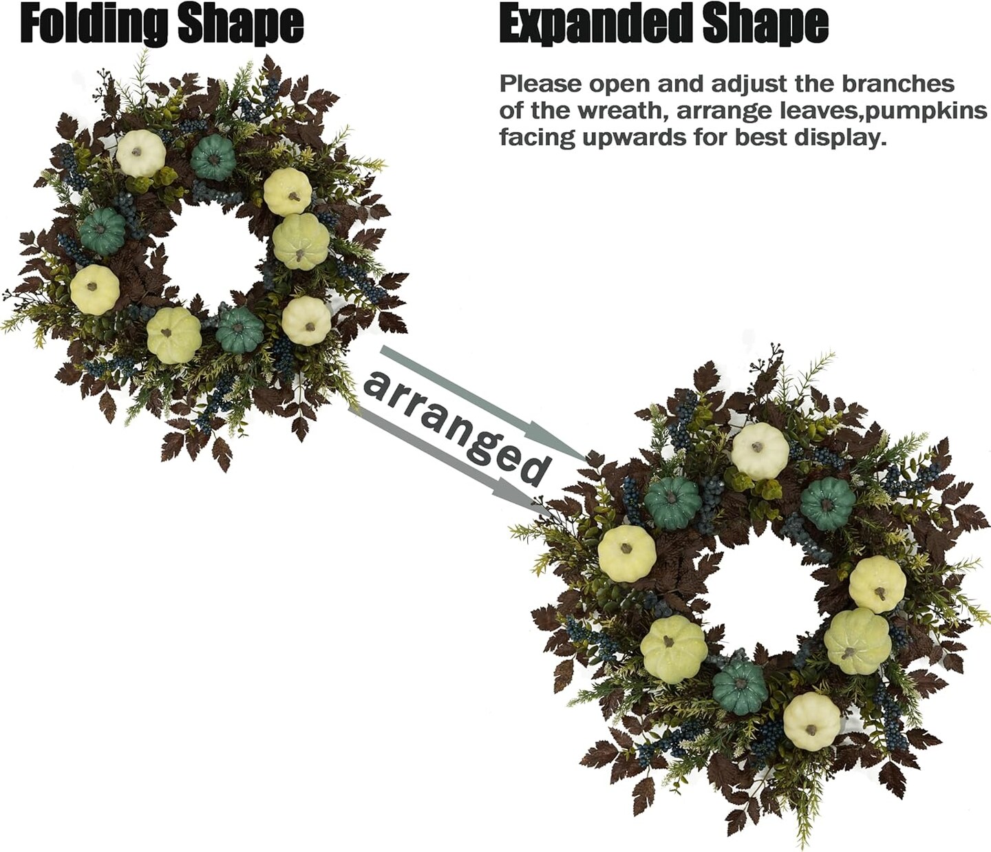 24 Inch Fall Wreath with Pumpkins