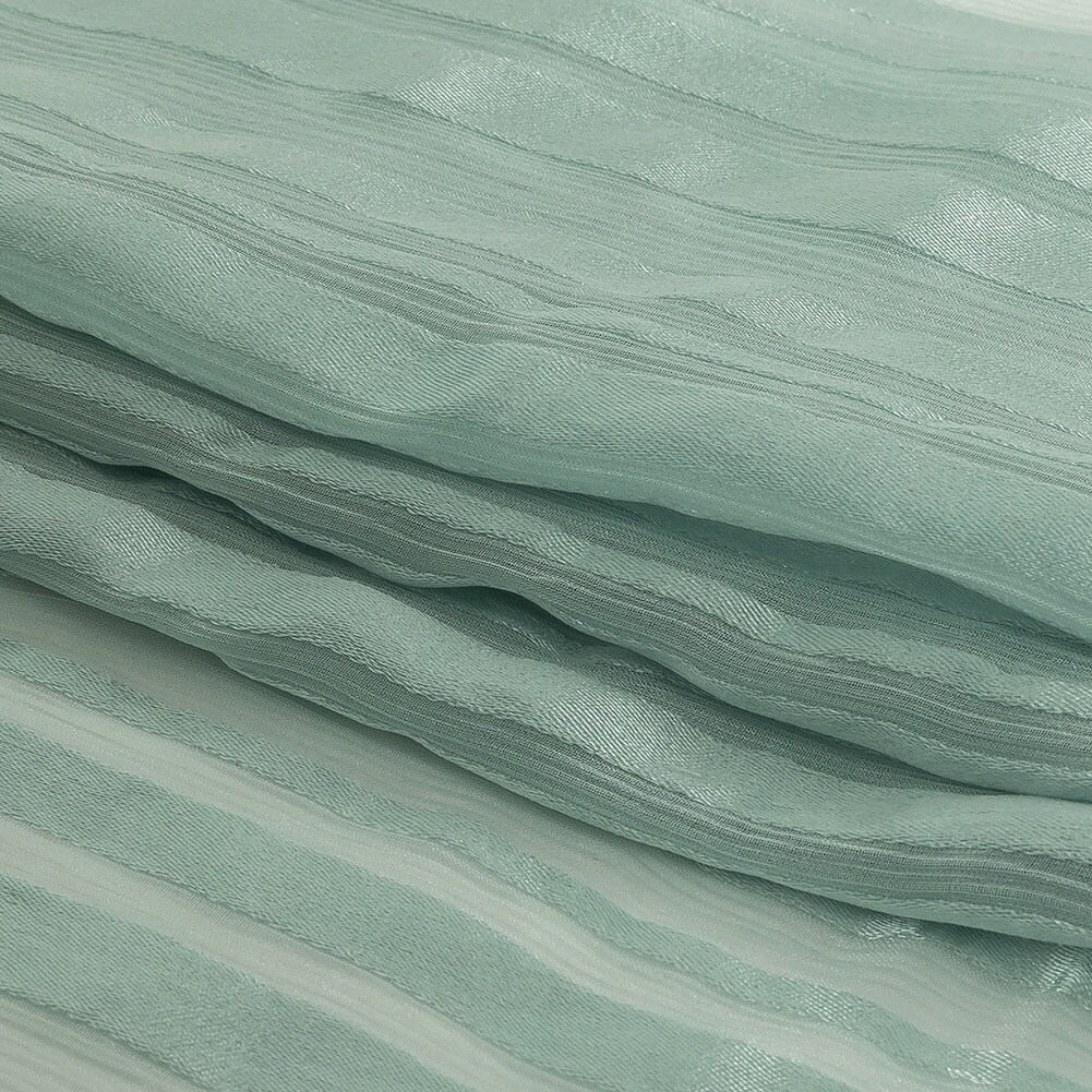 1 Yard Seafoam Crinkled Silk Chiffon Fabric with Satin Stripes for Dresses 50" Width