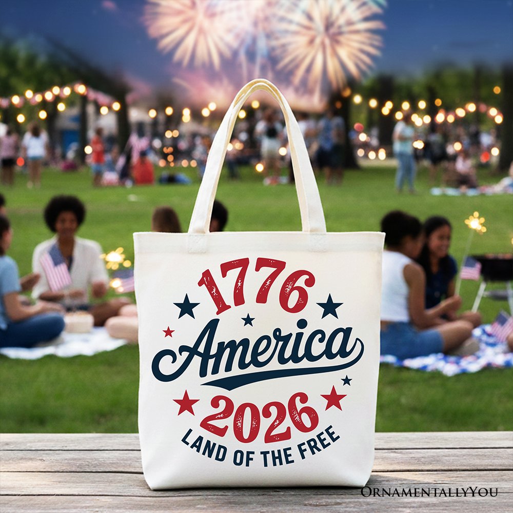 Patriotic America 1776-2026 Land of the Free Canvas Tote Bag, 250