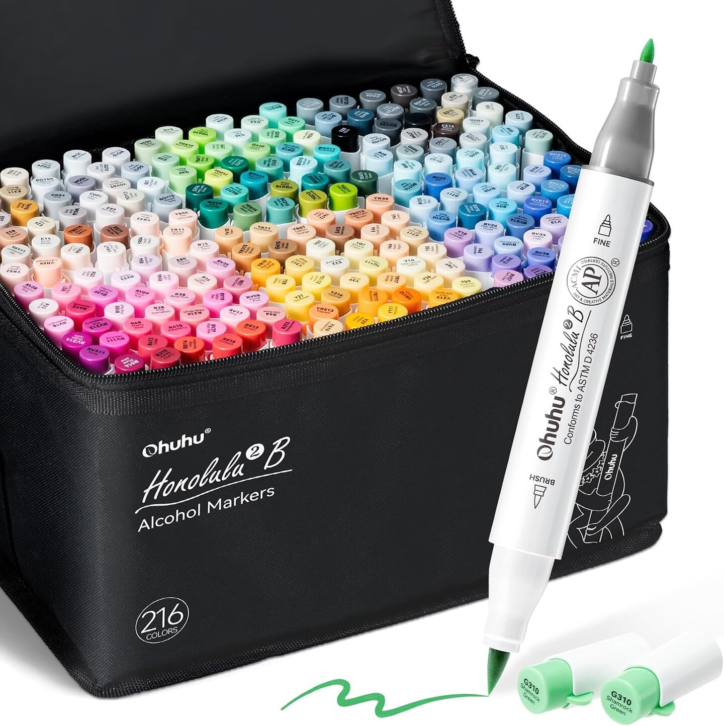 Ohuhu Brush Markers - 216-color Double Tipped Alcohol-based Art