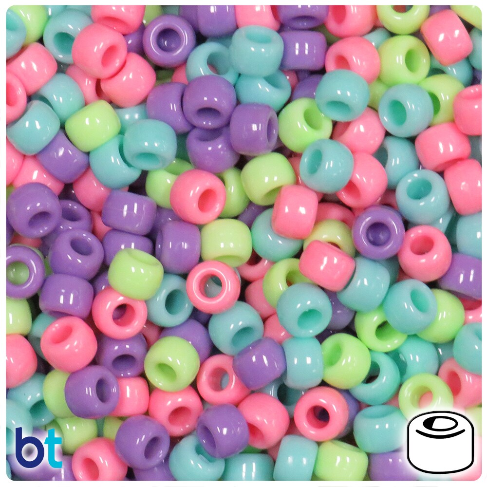 BeadTin Pastel Bliss Opaque Mix 9mm Barrel Pony Beads (500pcs)