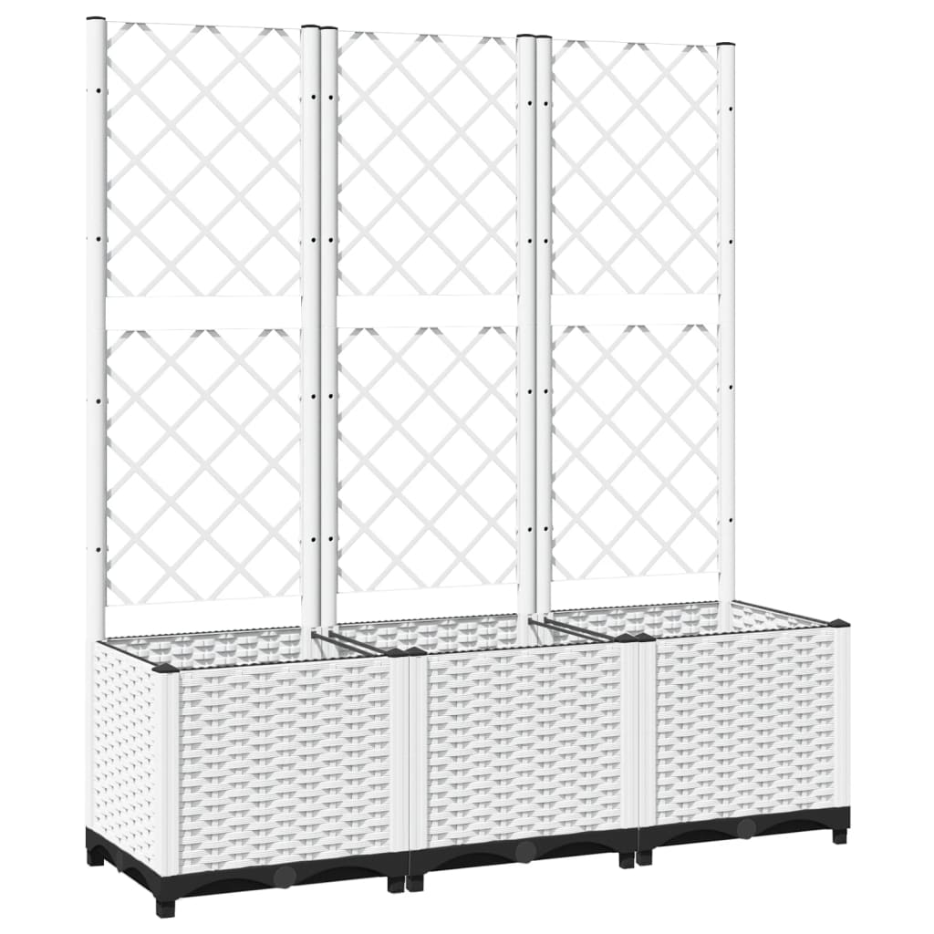 vidaXL Garden Planter with Trellis White 47.2x15.7x53.5 PP