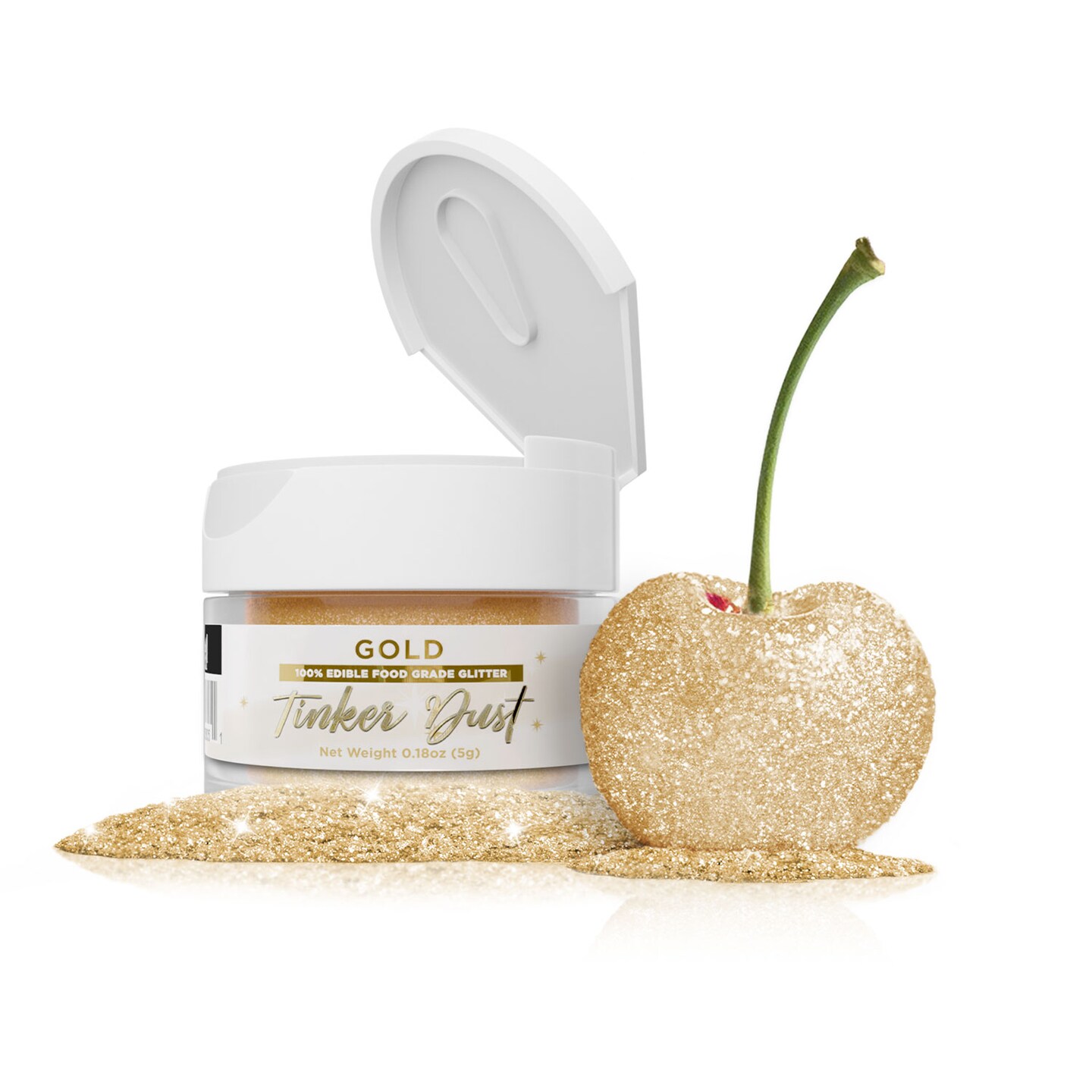 Bakell - Gold Tinker Dust Edible Glitter (5g, 1x Flip Cap Jar) for Food, Desserts, and Beverages!