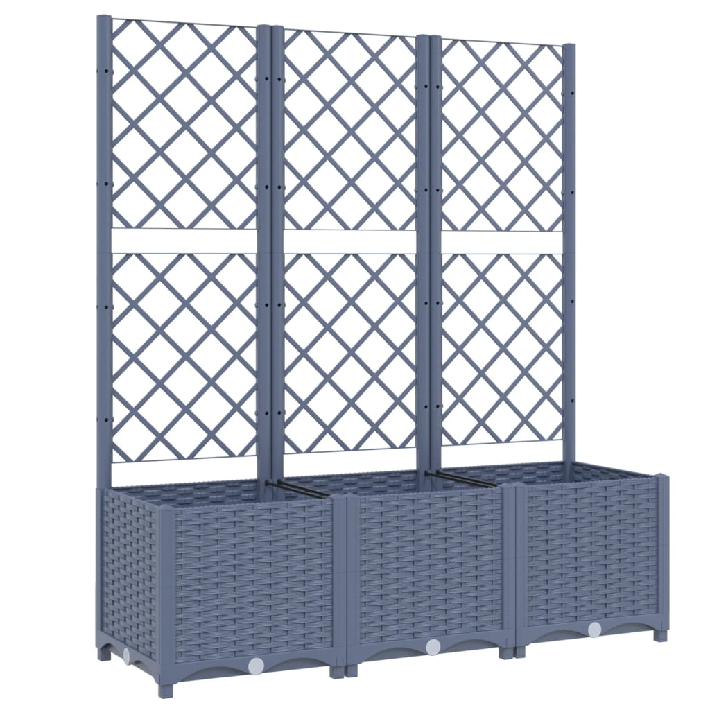 vidaXL Garden Planter with Trellis Dark Gray 47.2x15.7x53.5 PP
