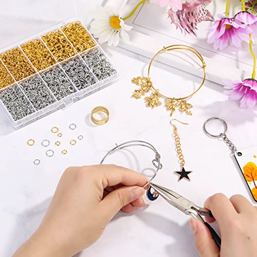 4600 Pieces Silver and Gold Jump Rings with Open/Close Tools for Jewelry Making and Necklace Repair (Assorted Sizes)
