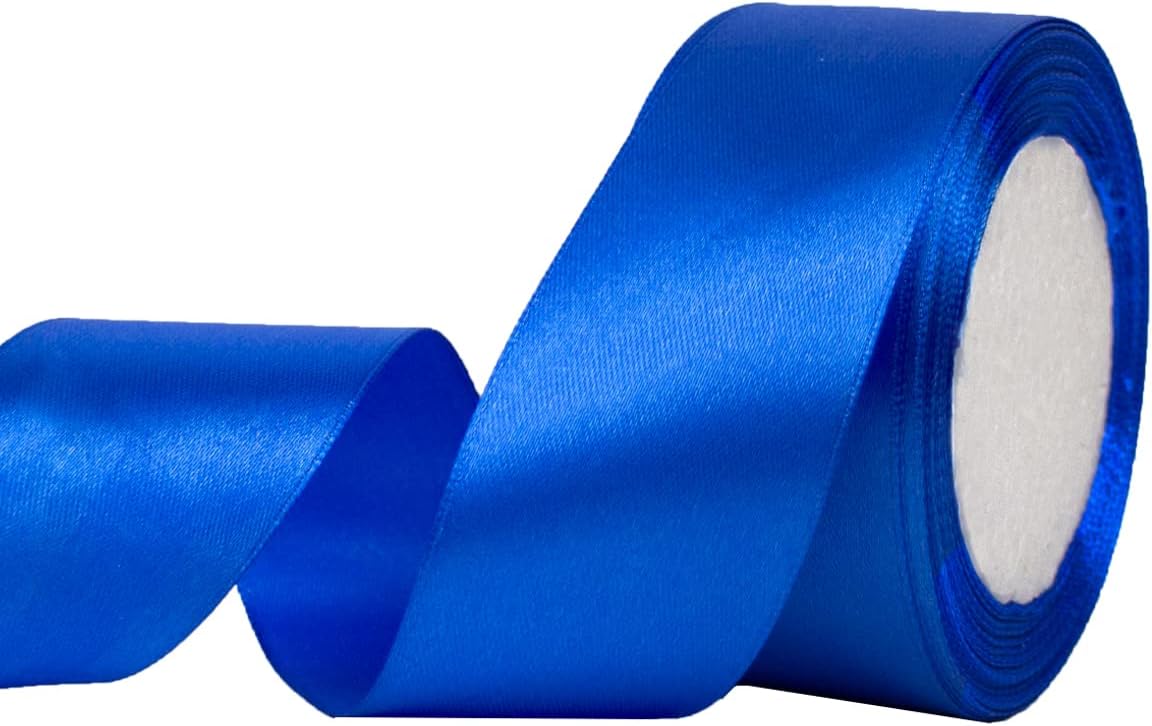 1-1/2 Inch Royal Blue Satin Ribbon Single Faced Sapphire Blue