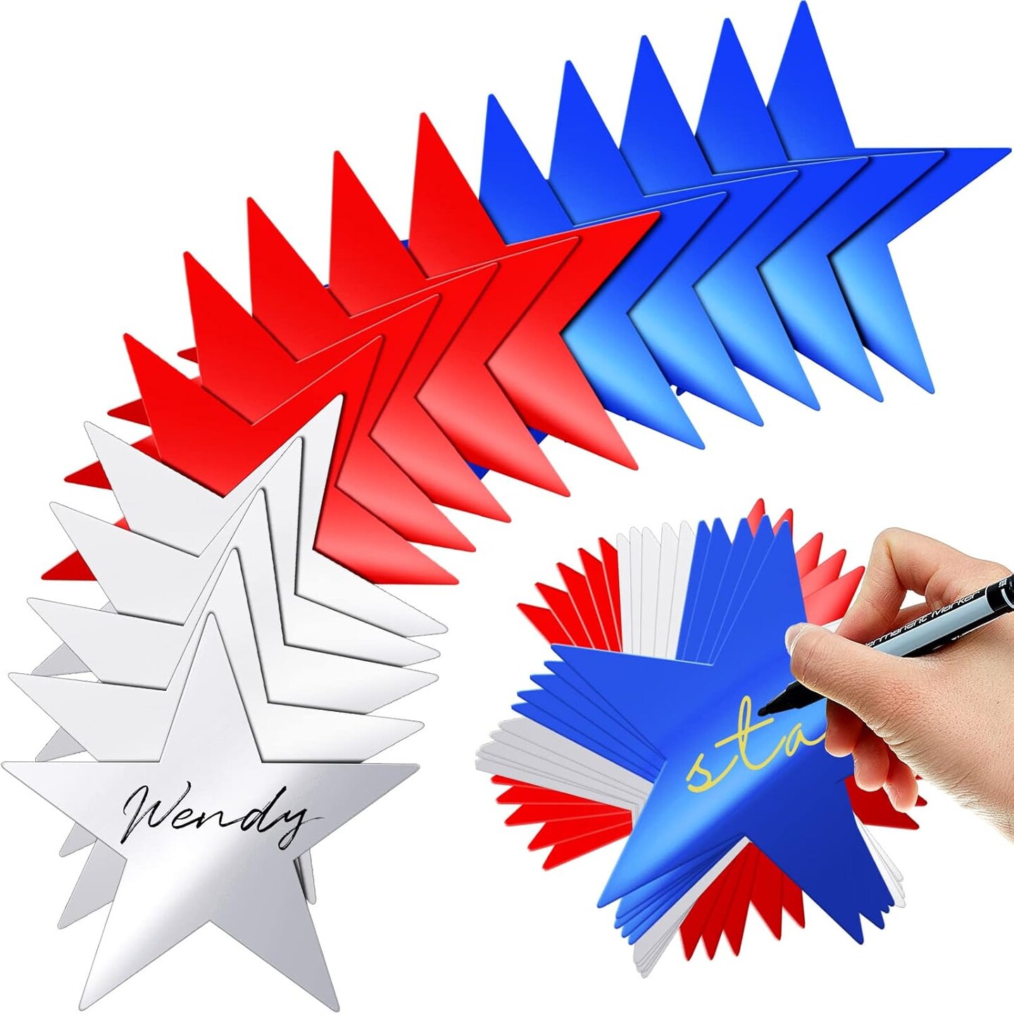 80 Pieces Stars Cutouts Glitter Double Printed Paper Cardboard Stars Decorations for Bulletin Board Classroom