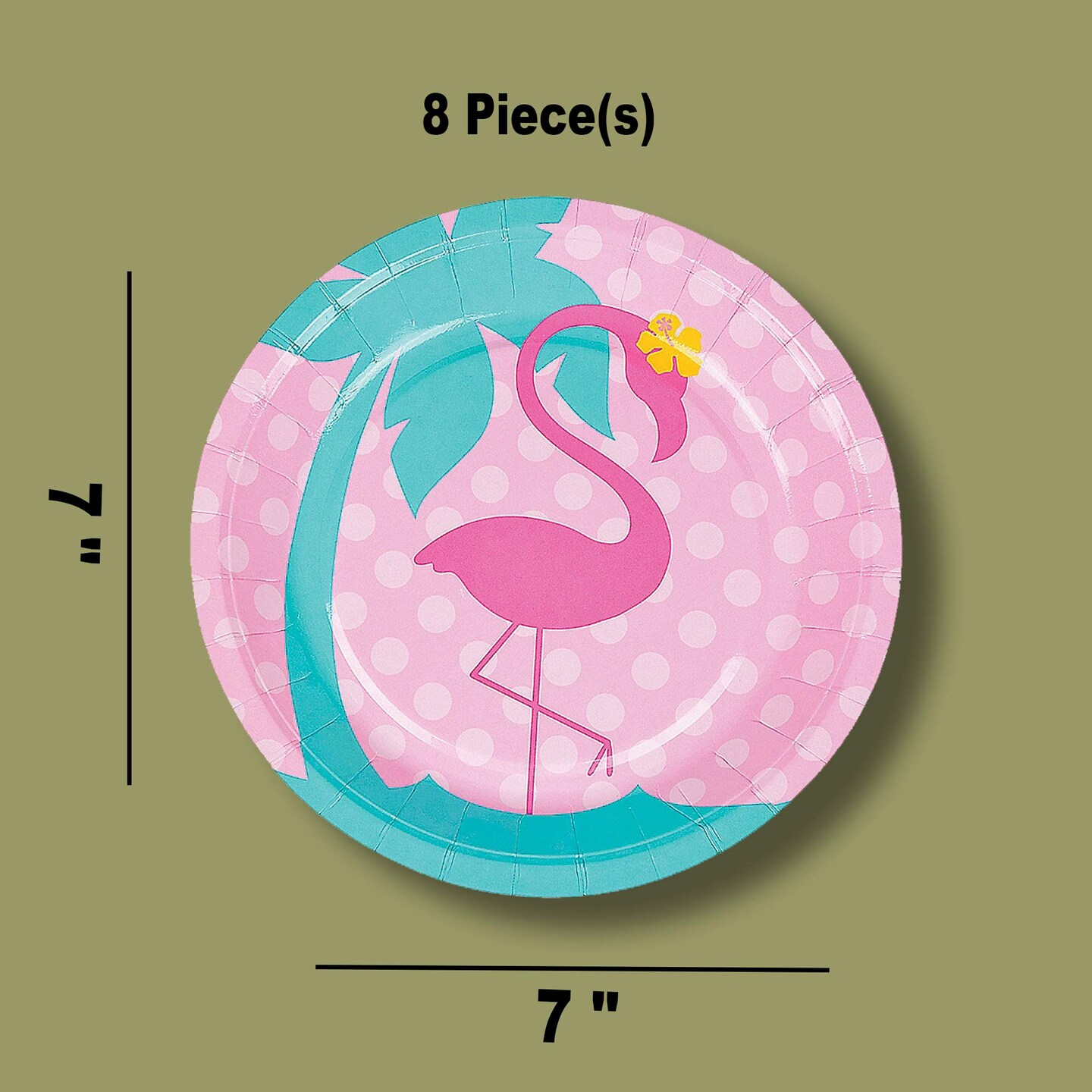 8 Ct. Flamingo Paper Dessert Plates 7&#x22; Disposable Plates Cute Pink Flamingo Party Tableware