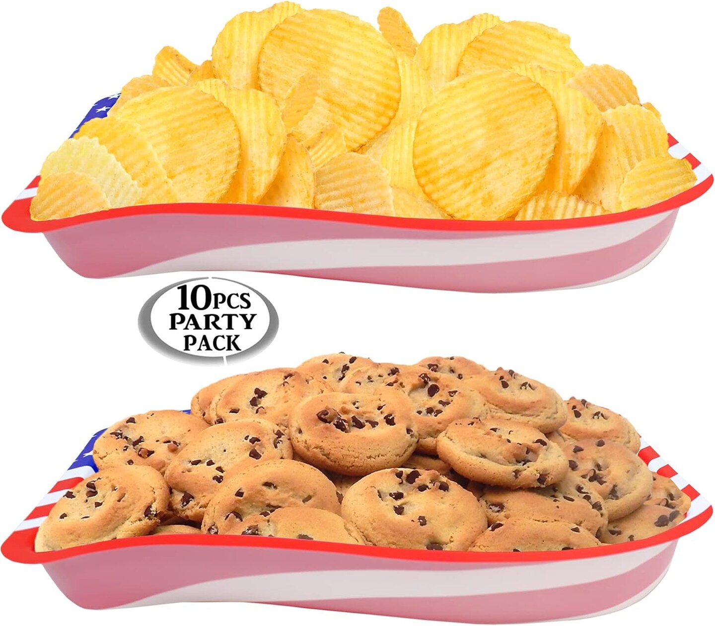 10pcs 4th of July Serving Trays – Plastic Patriotic Snack Platters for USA Celebration