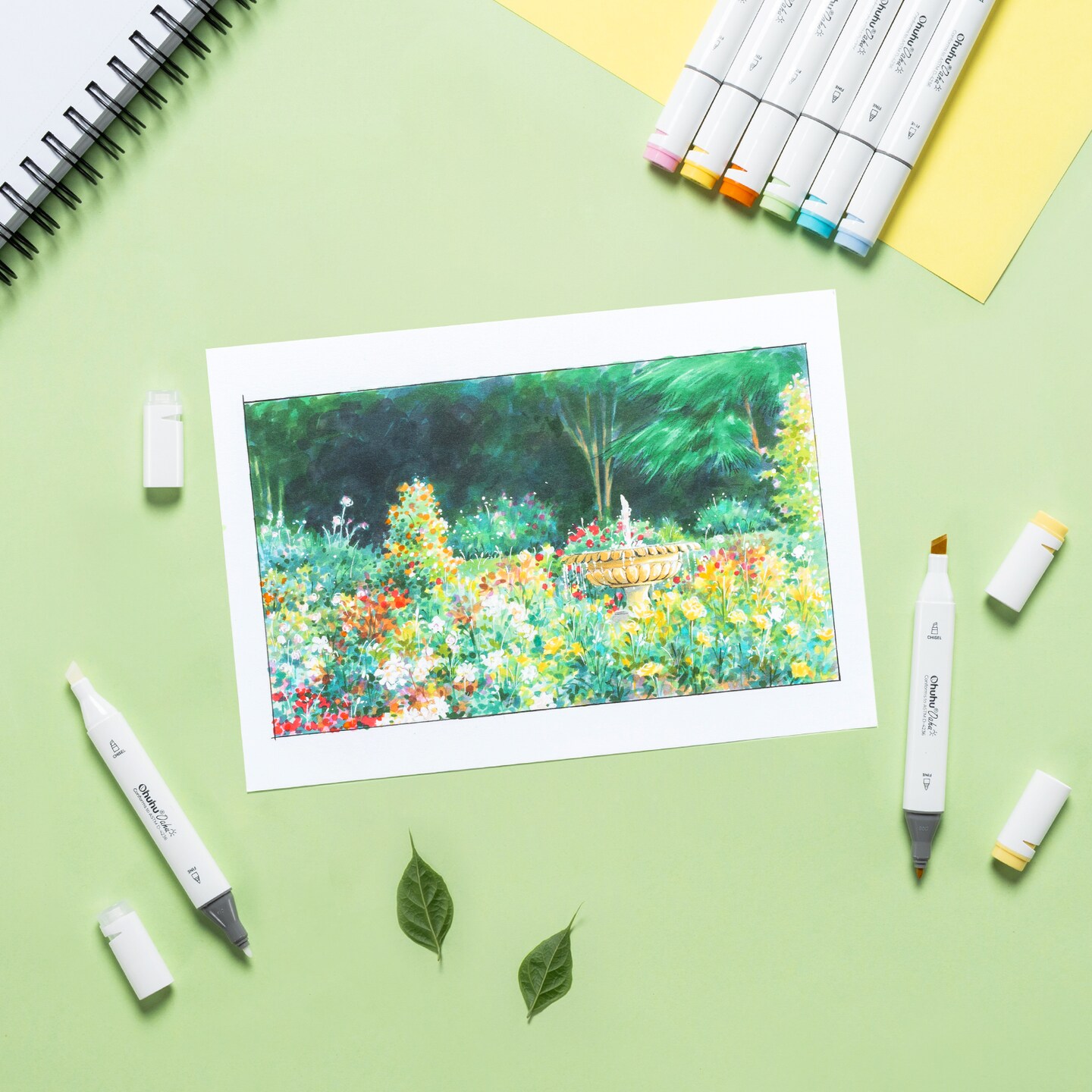 Ohuhu Oahu 100 Colors Alcohol-Based Markers - Dual Tip Chisel & Fine