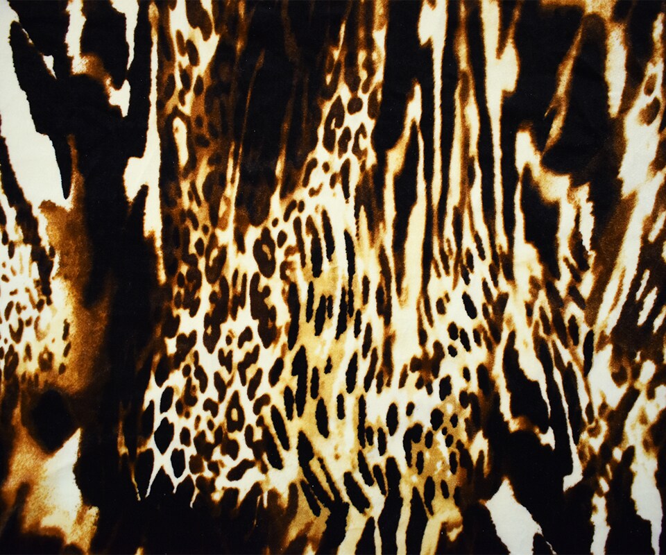 Brown-Black-Multi Poly Stretch Leopard Printed Velvet Knit Fabric By the Yard