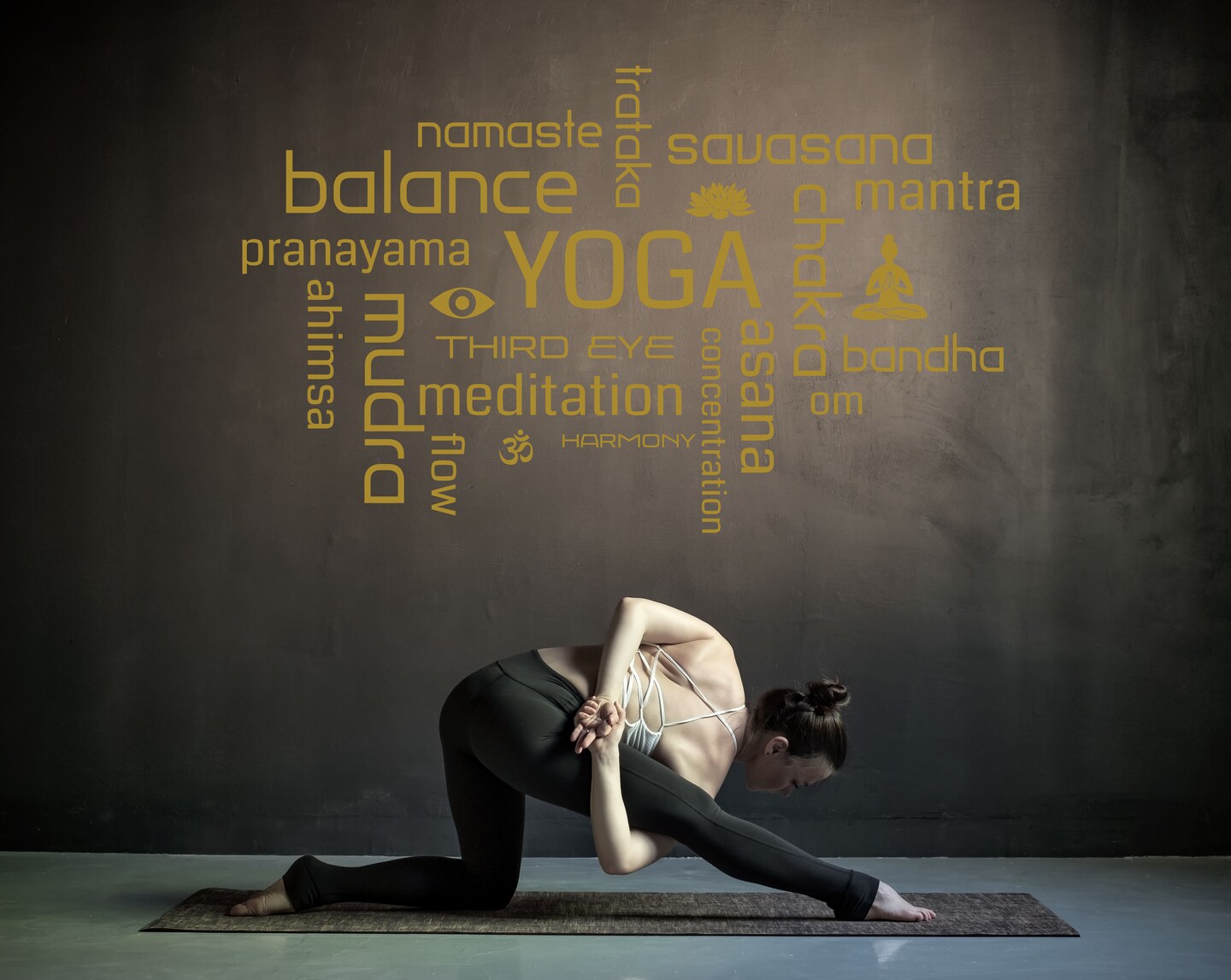 Yoga Word Art Vinyl Wall Decal – Meditation, Chakra, Namaste