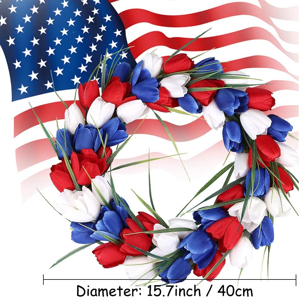H&#x26;W American Flag Floral Wreath