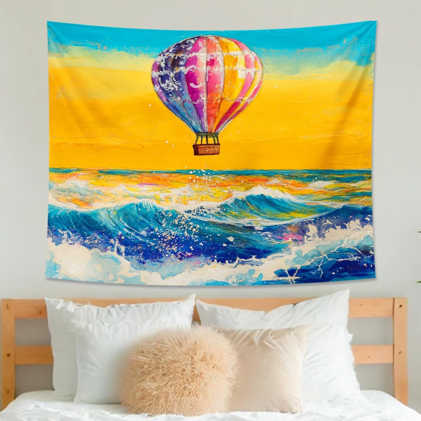 Hot Air Balloon Sunset Tapestry Wall Art Decor 60x50 Inch