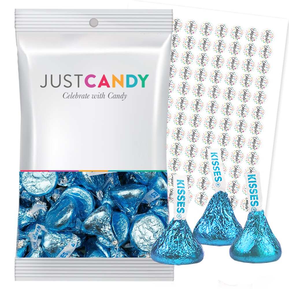 Blue Candy Milk Chocolate Kisses Plus Exclusive Bonus Free Kiss Stickers