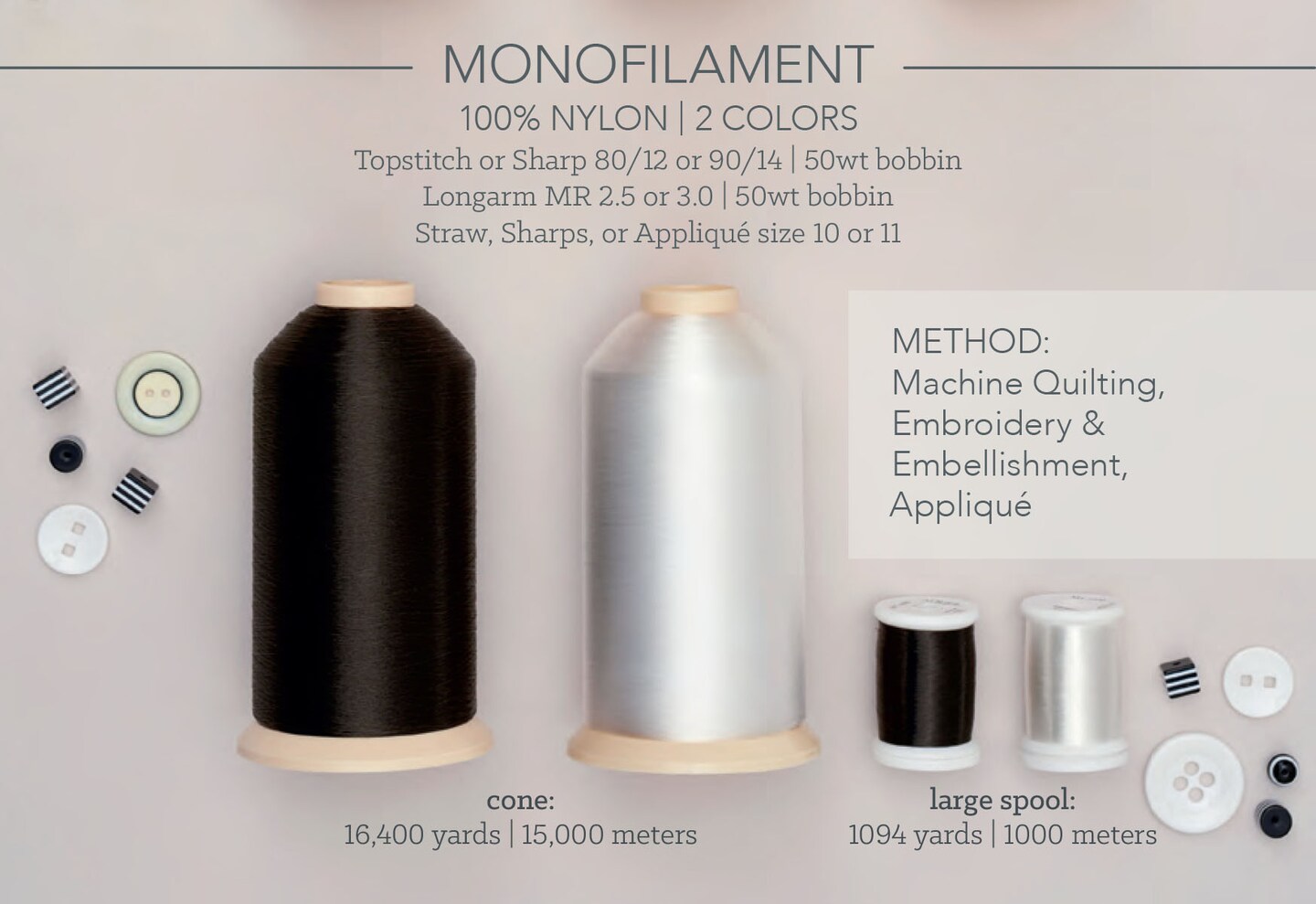 Clear (1000) | Monofilament Cone (15000M / 16400Y) | Aurifil Thread