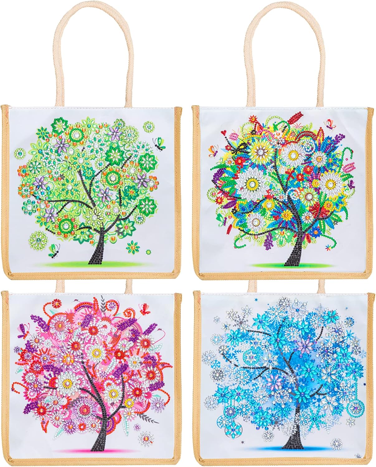 Diamond Painting Canvas Tote Bags 4 Pack