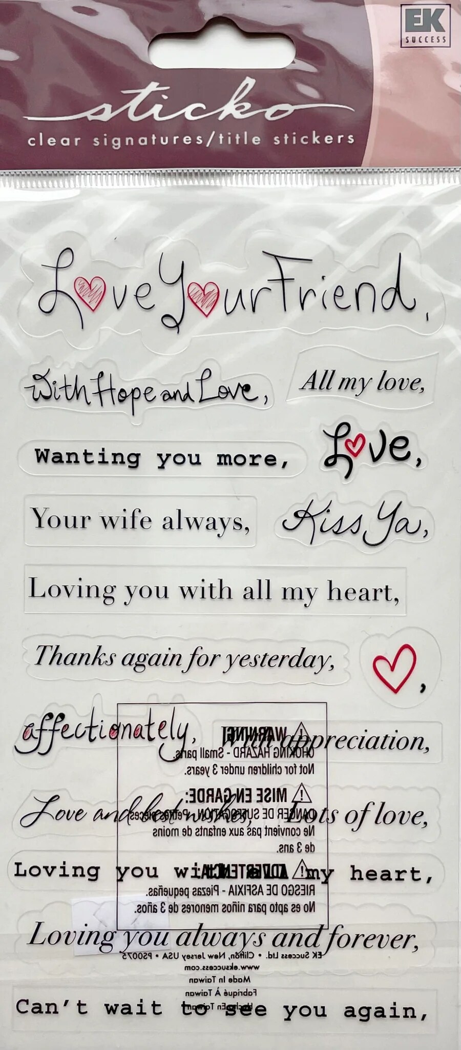 Sticko Signatures 4 Clear Stickers