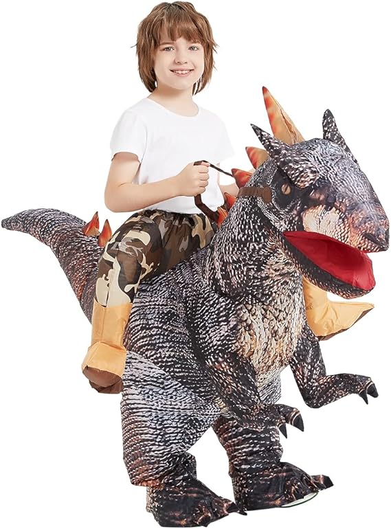 GOOSH Inflatable Dinosaur Halloween Costume Riding Stegosaurus for Kids and Adults