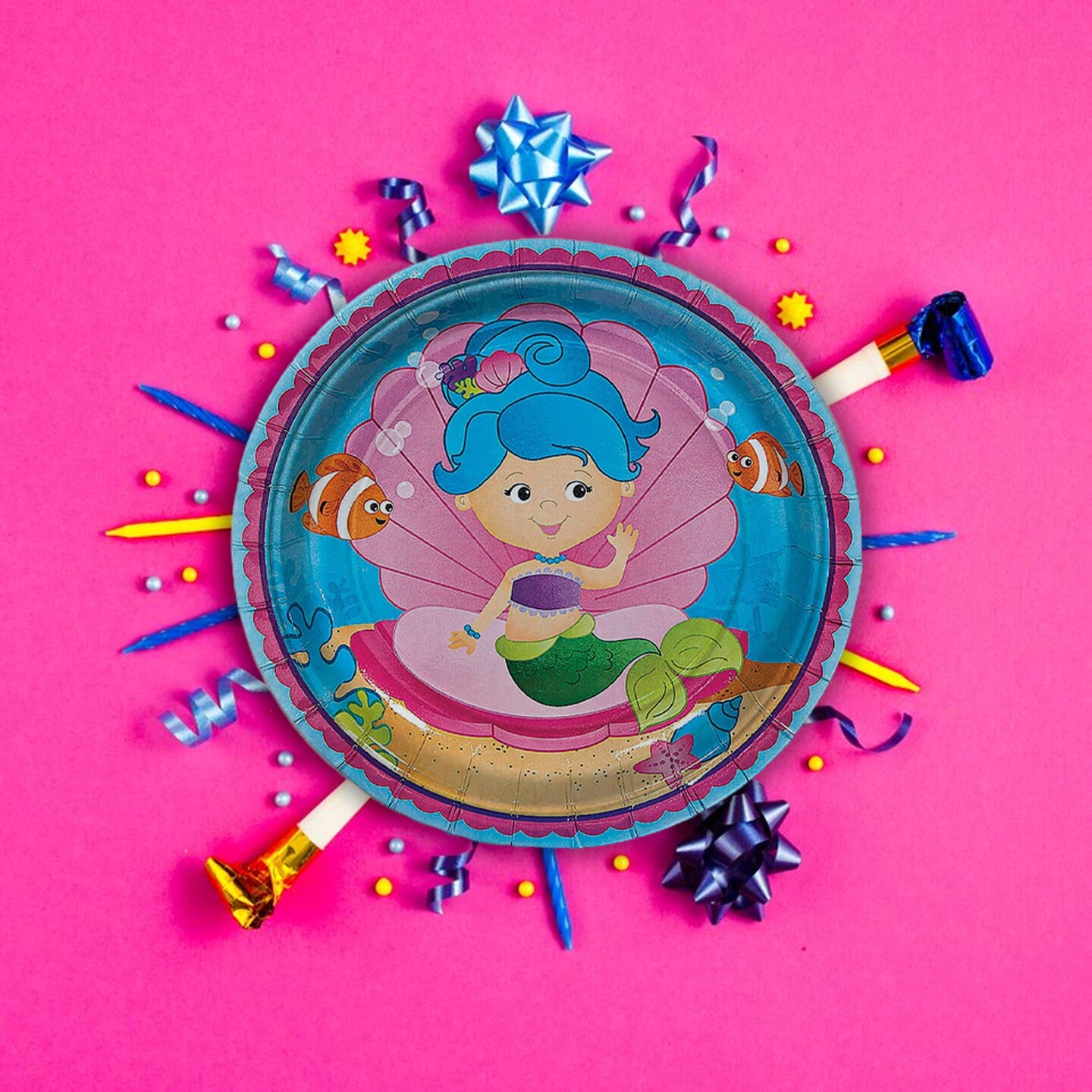 7" Mermaid Party Dessert Plates Underwater-Themed Paper Plates 8 Ct