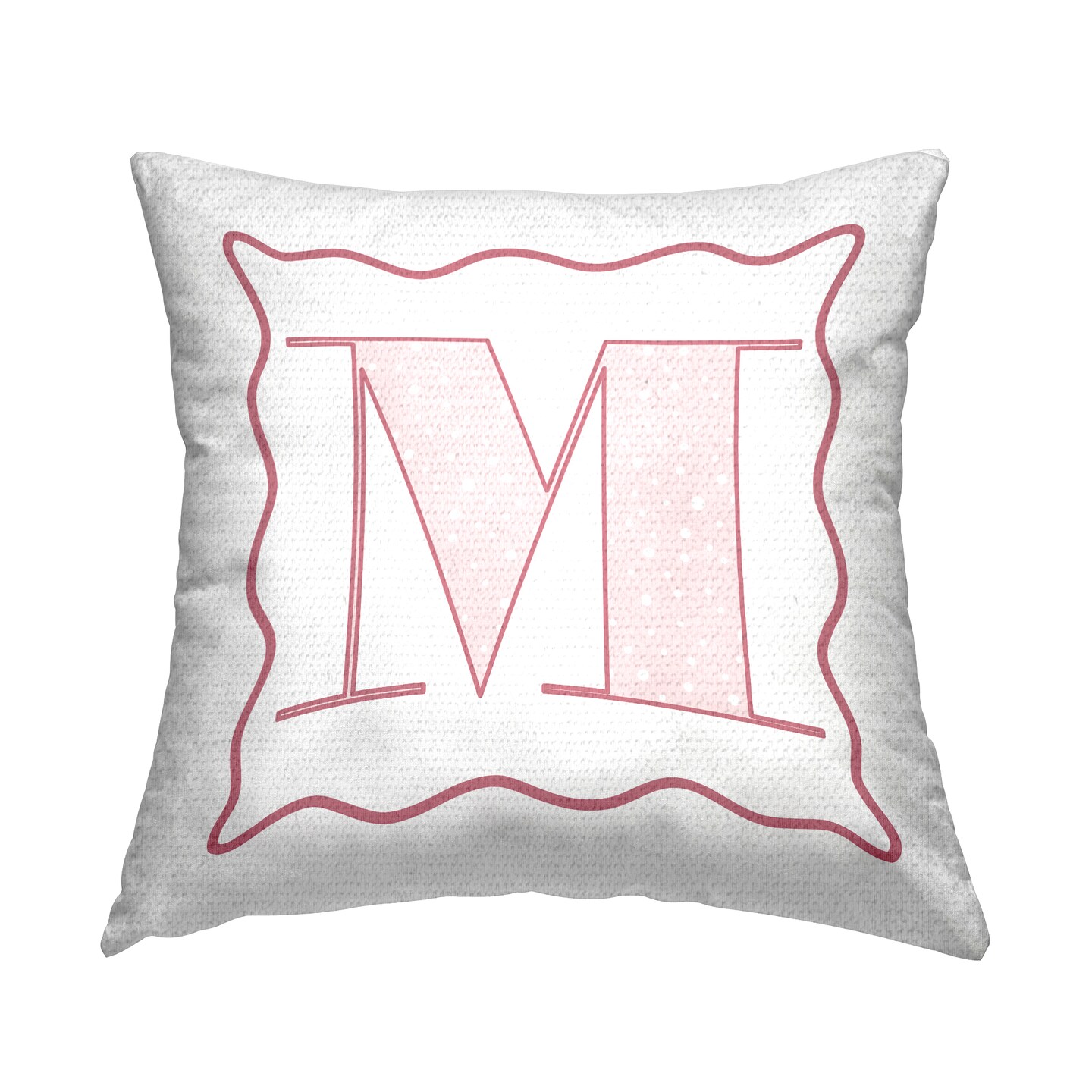 Stupell Industries Patterned Pink M Letter Outdoor Pillow, 18 x 7 x 18