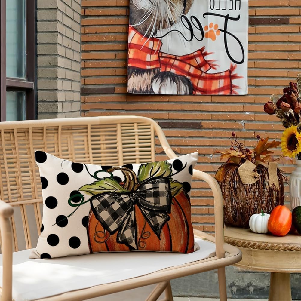 Polka Dot Pumpkin Decorative Pillows Thanksgiving Outdoor Autumn Throw Pillows Decoration