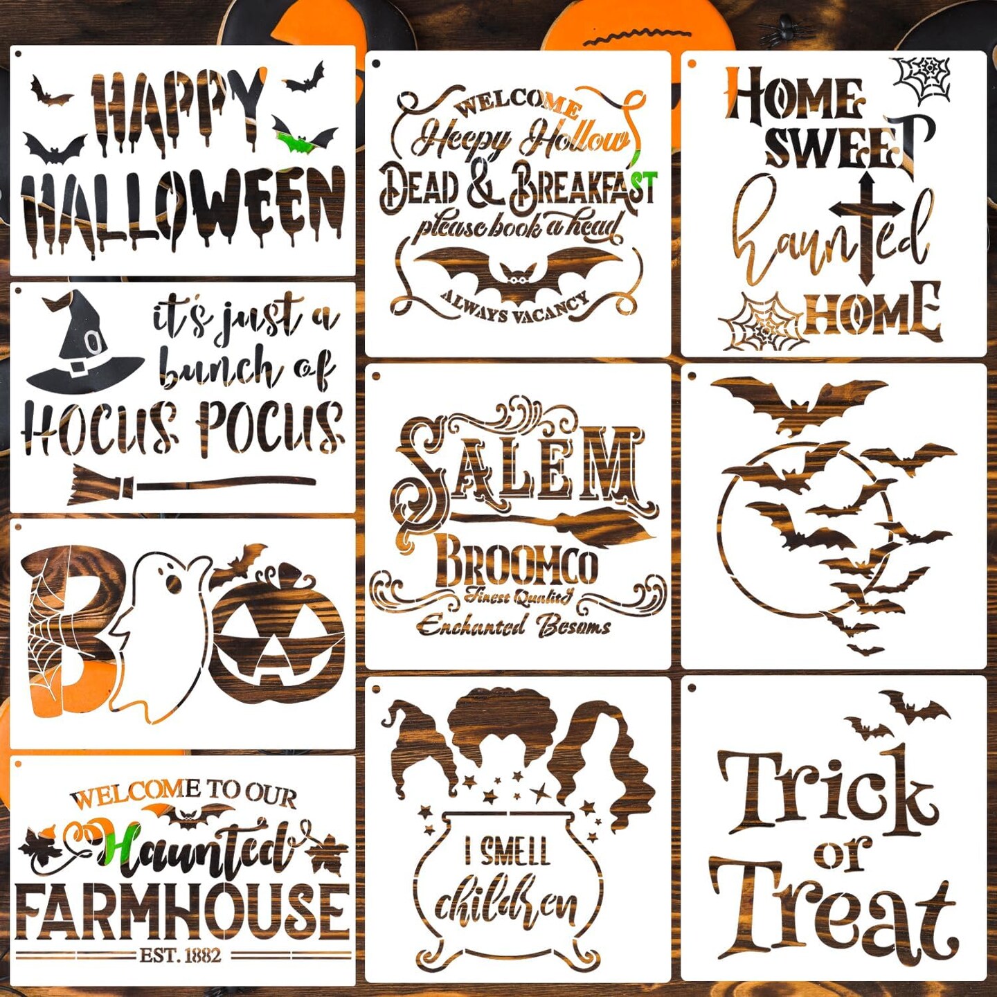 Halloween Stencils for Painting on Wood 12”x8” Large Halloween Stencil (Halloween)