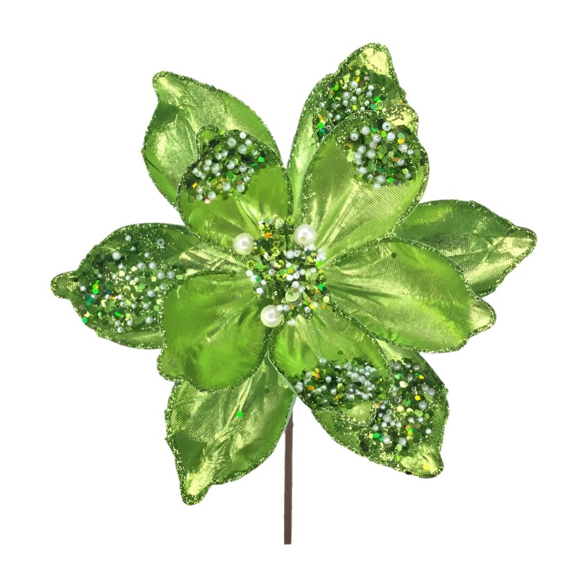21&#x22; Sequin Magnolia Bloom Spray: Green
