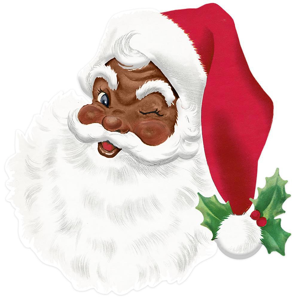 12&#x22; Metal Embossed African Santa Face