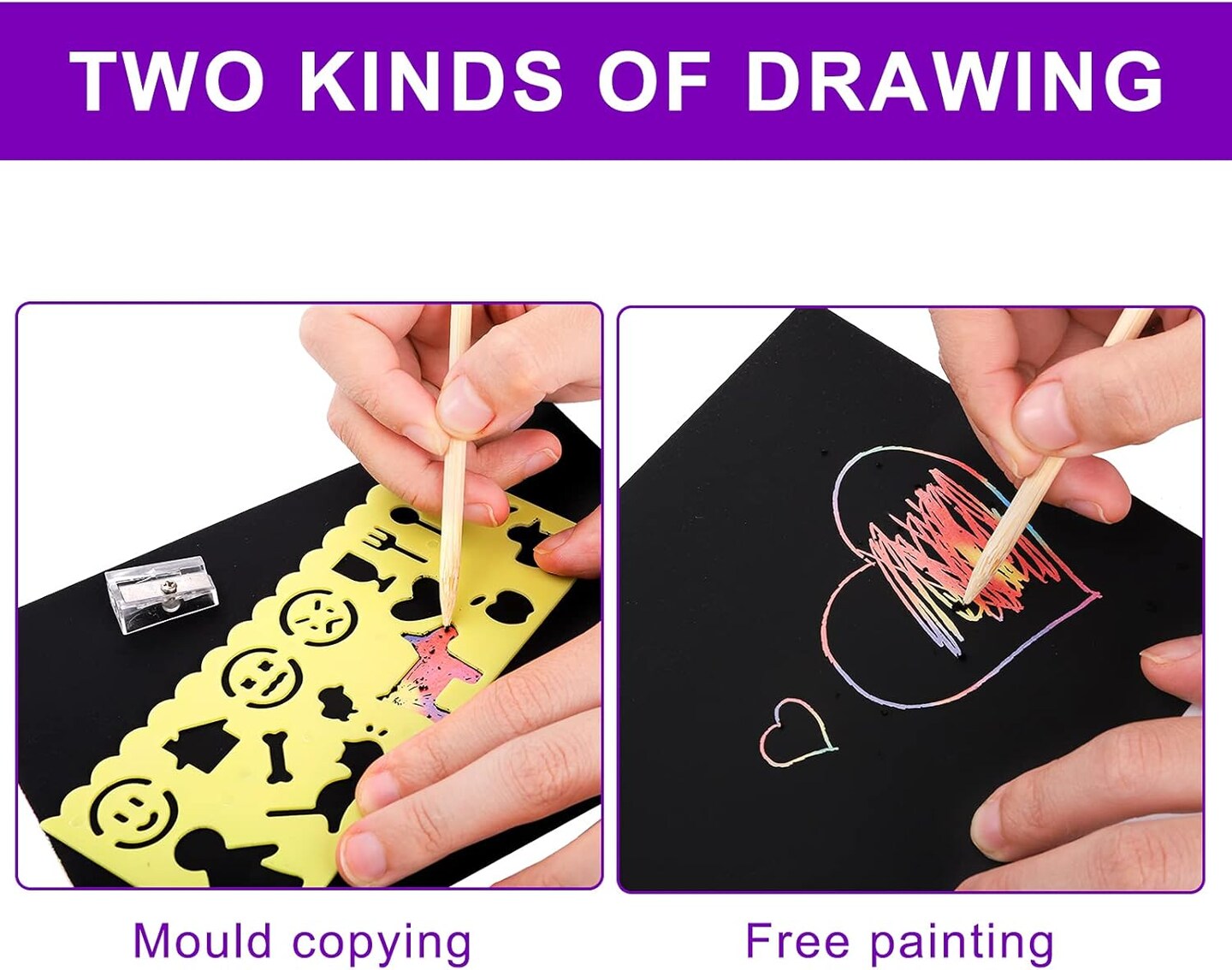 200-Piece Scratch Art Paper Set for Kids – DIY Rainbow Scratch Off Paper with Styluses & Stencils, Christmas & Birthday Gift for Boys & Girls