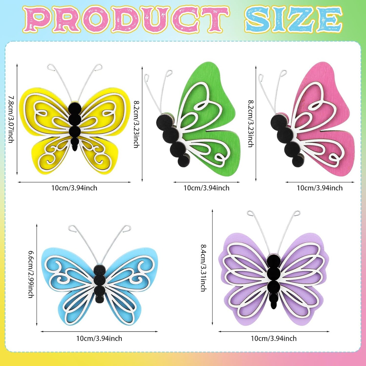 5 Pcs Spring Butterfly Wooden Table Centerpiece Tiered Tray Decor