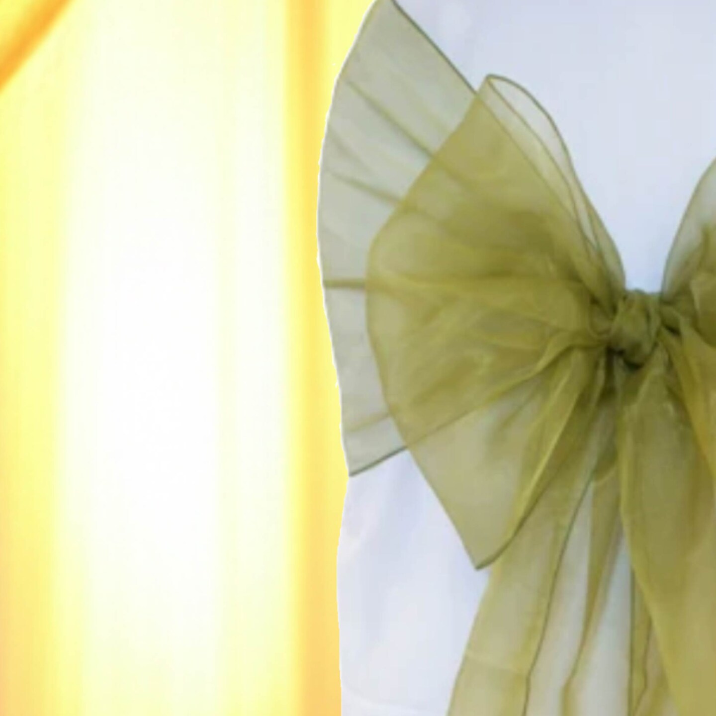 10 Pieces Moss Green or Olive Green Angle End Organza Chair Sashes, 12"x116" Elegant Event Wraps