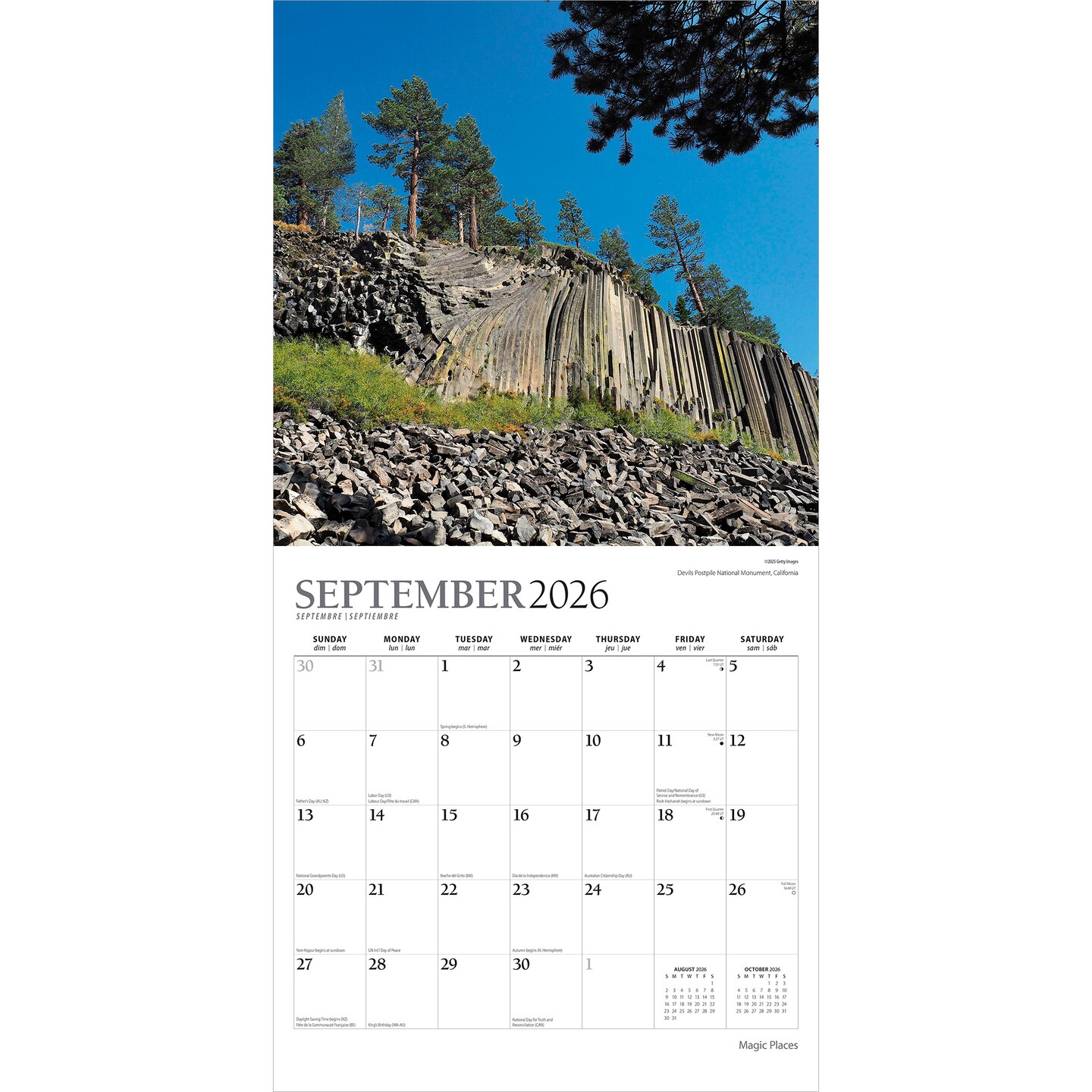 Magic Places | 2026 12 x 24 Inch (Hanging) Monthly Square Wall Calendar | Foil Stamped Cover